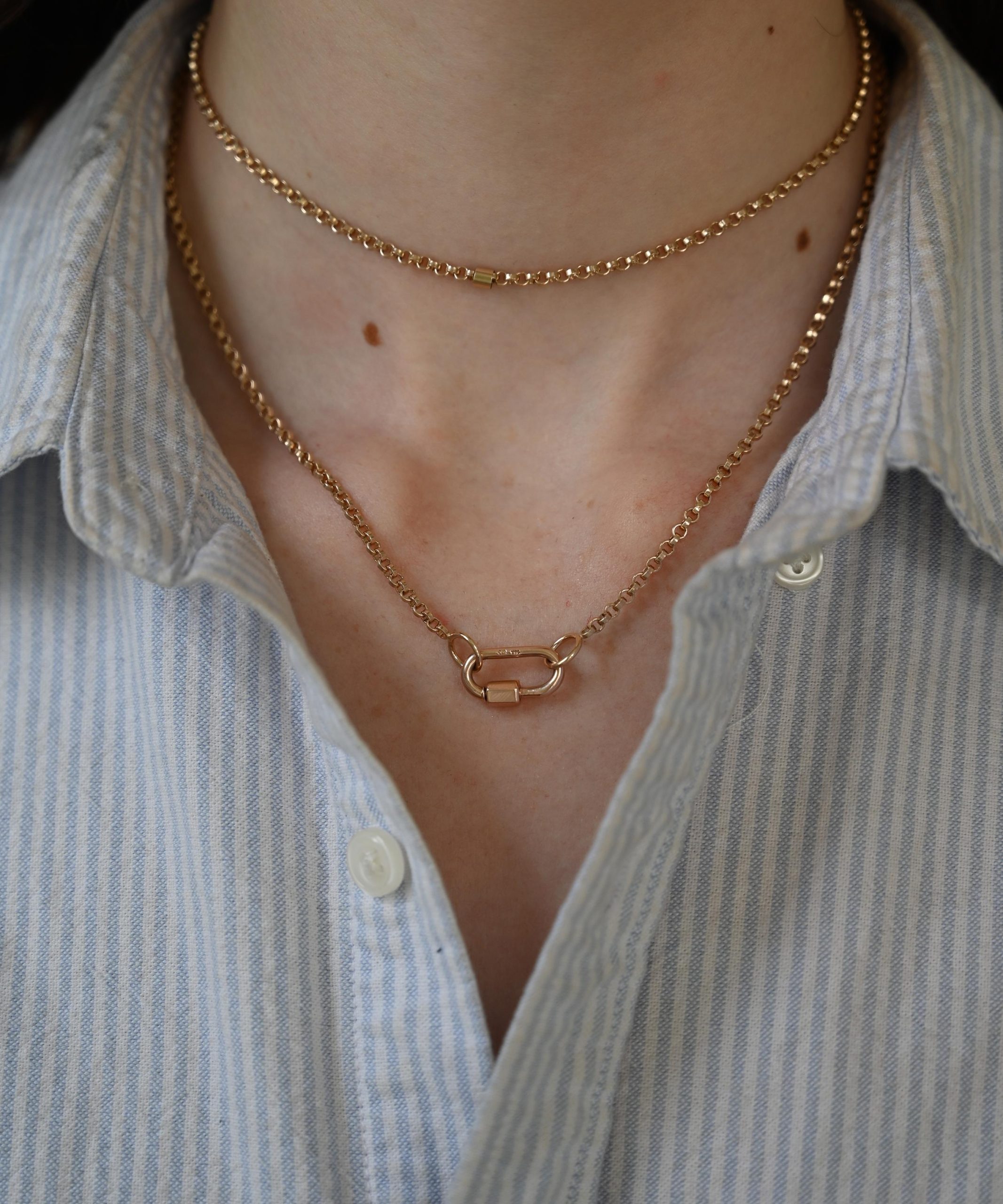 Marla Aaron 14ct Rose Gold Rolo Chain Necklace