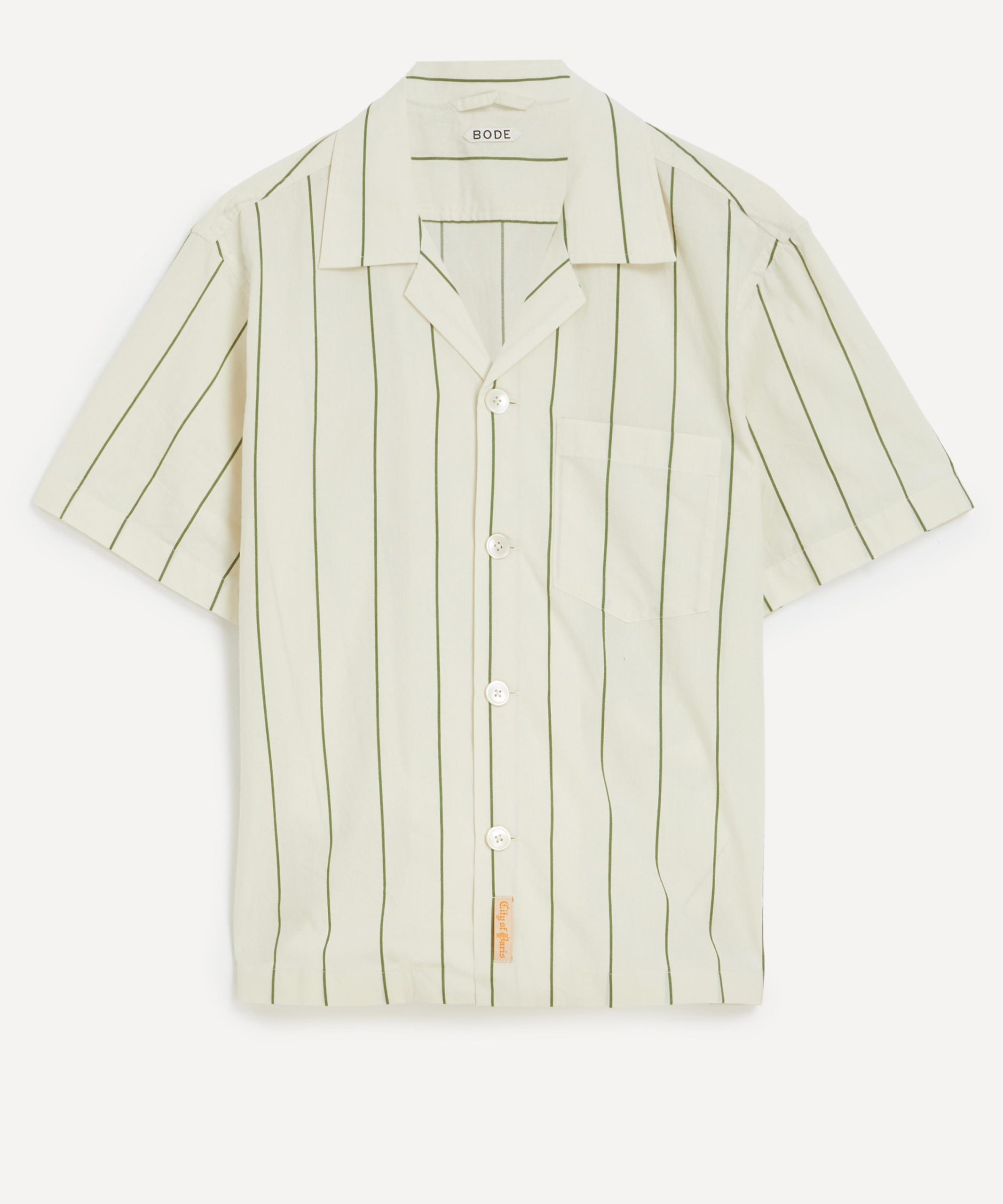 Bode Celery Stripe Short-Sleeve Shirt