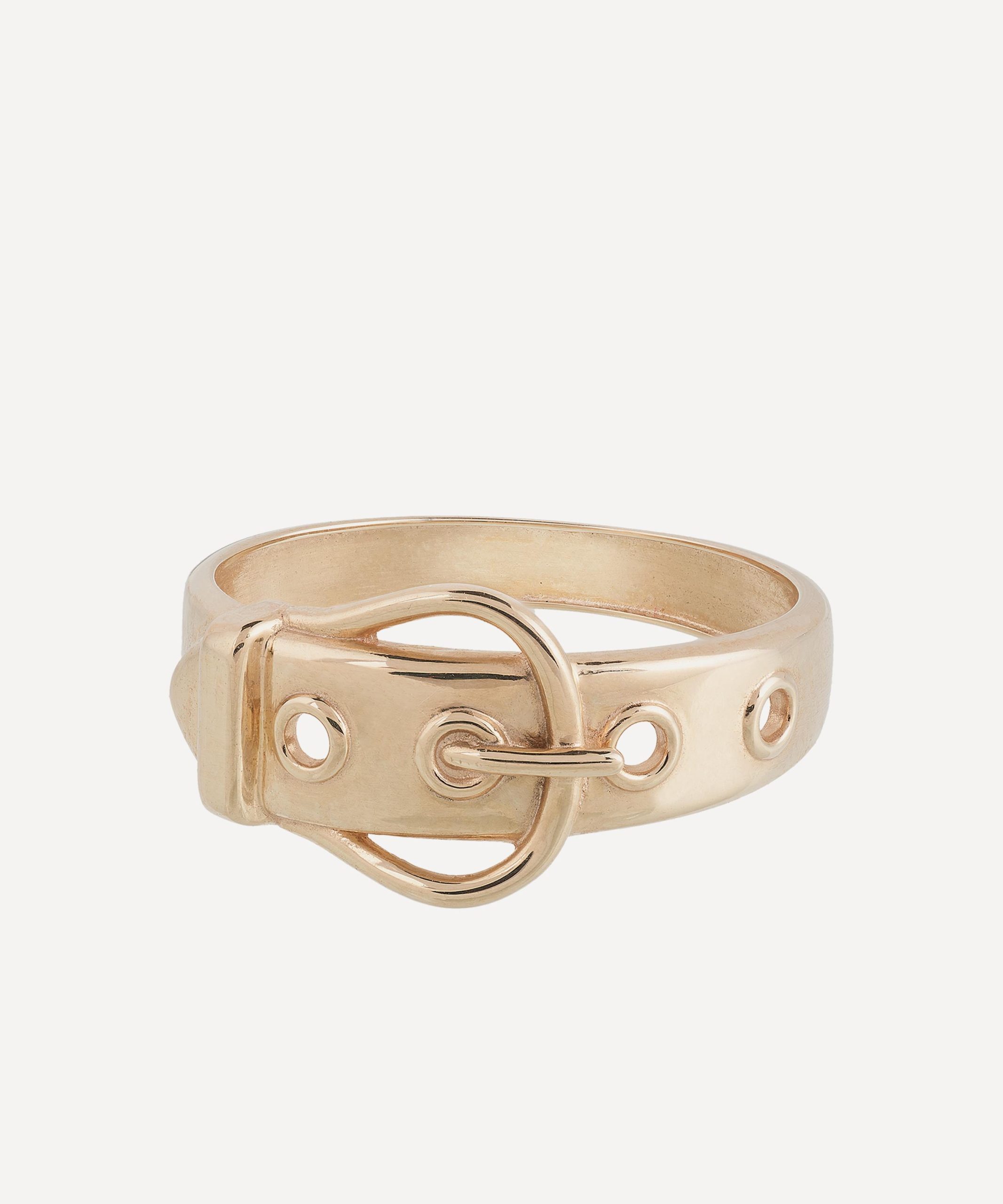Anna + Nina 14ct Gold Single Buckle Up Ring