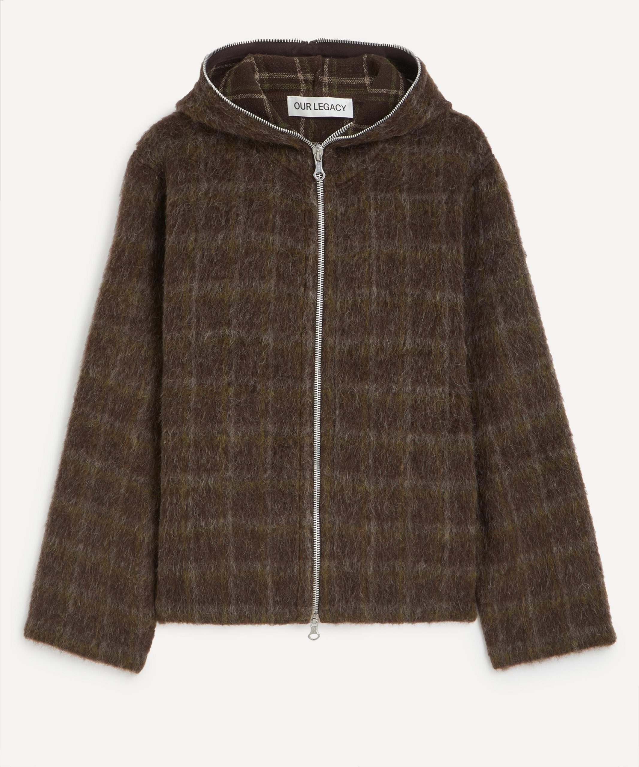 Our Legacy Brown Checked Hooded Jacket