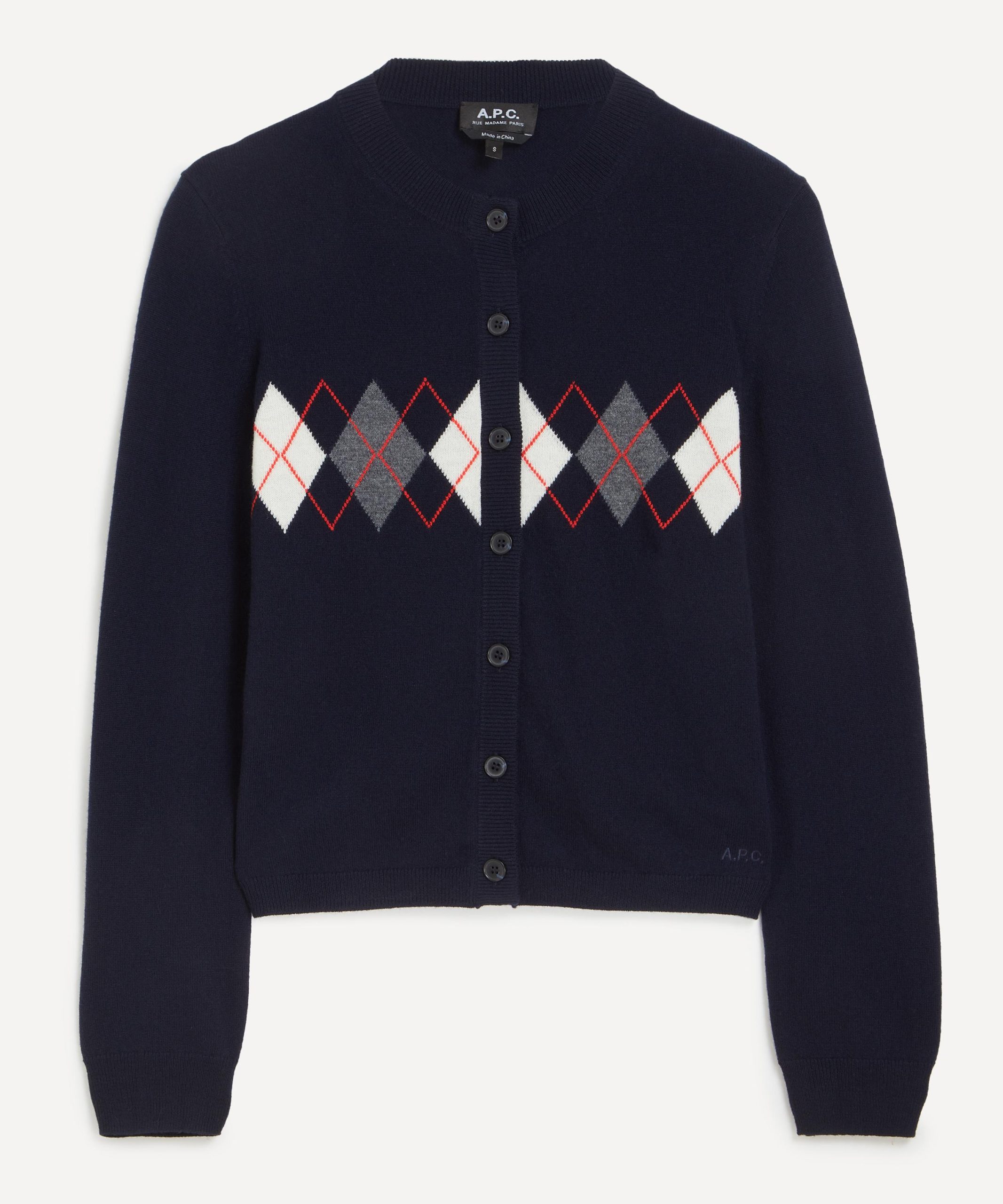 A.P.C. Aria Dark Navy Argyle Cardigan