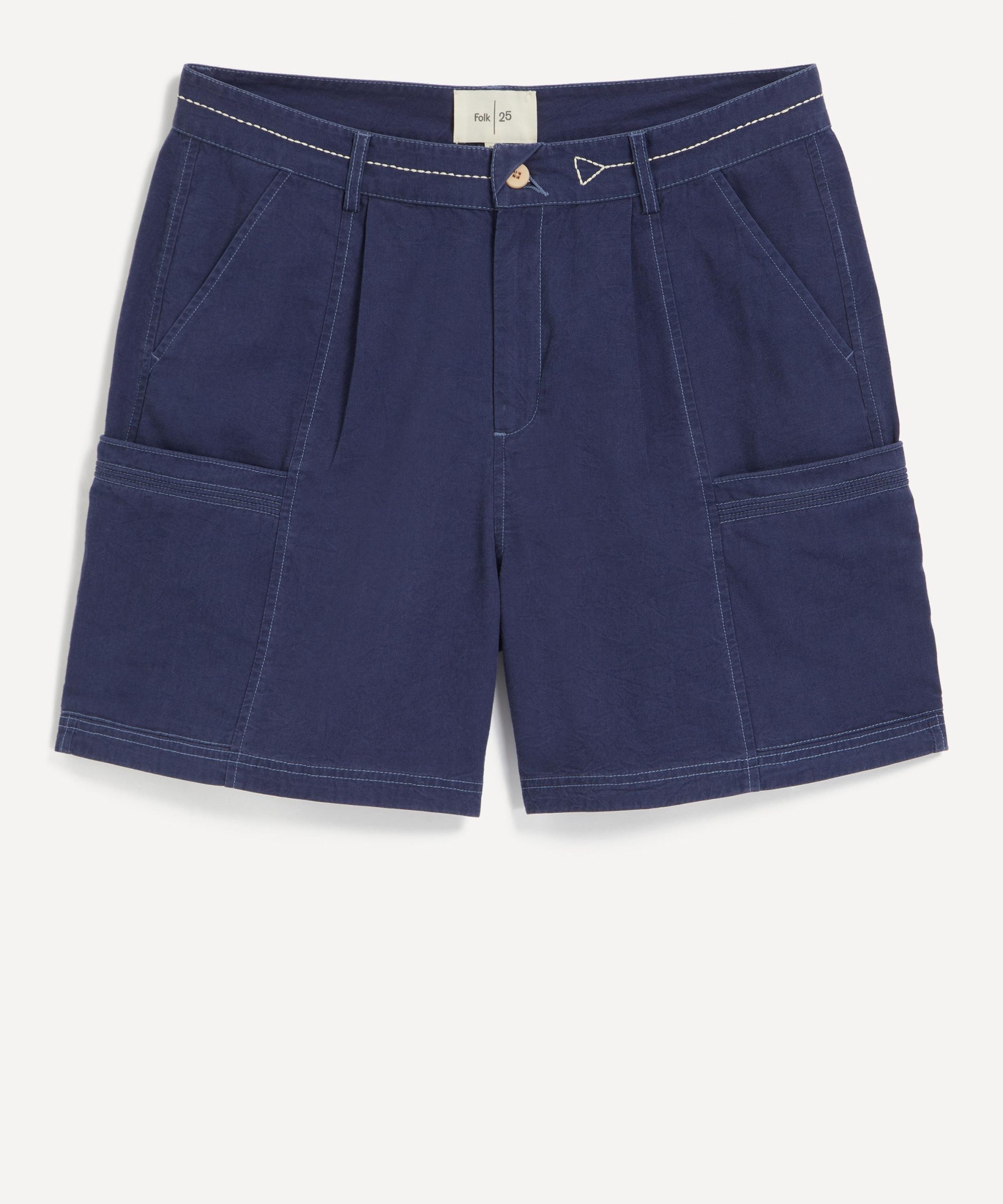 Folk Lunar Ink Blue Crinkle Canvas Shorts
