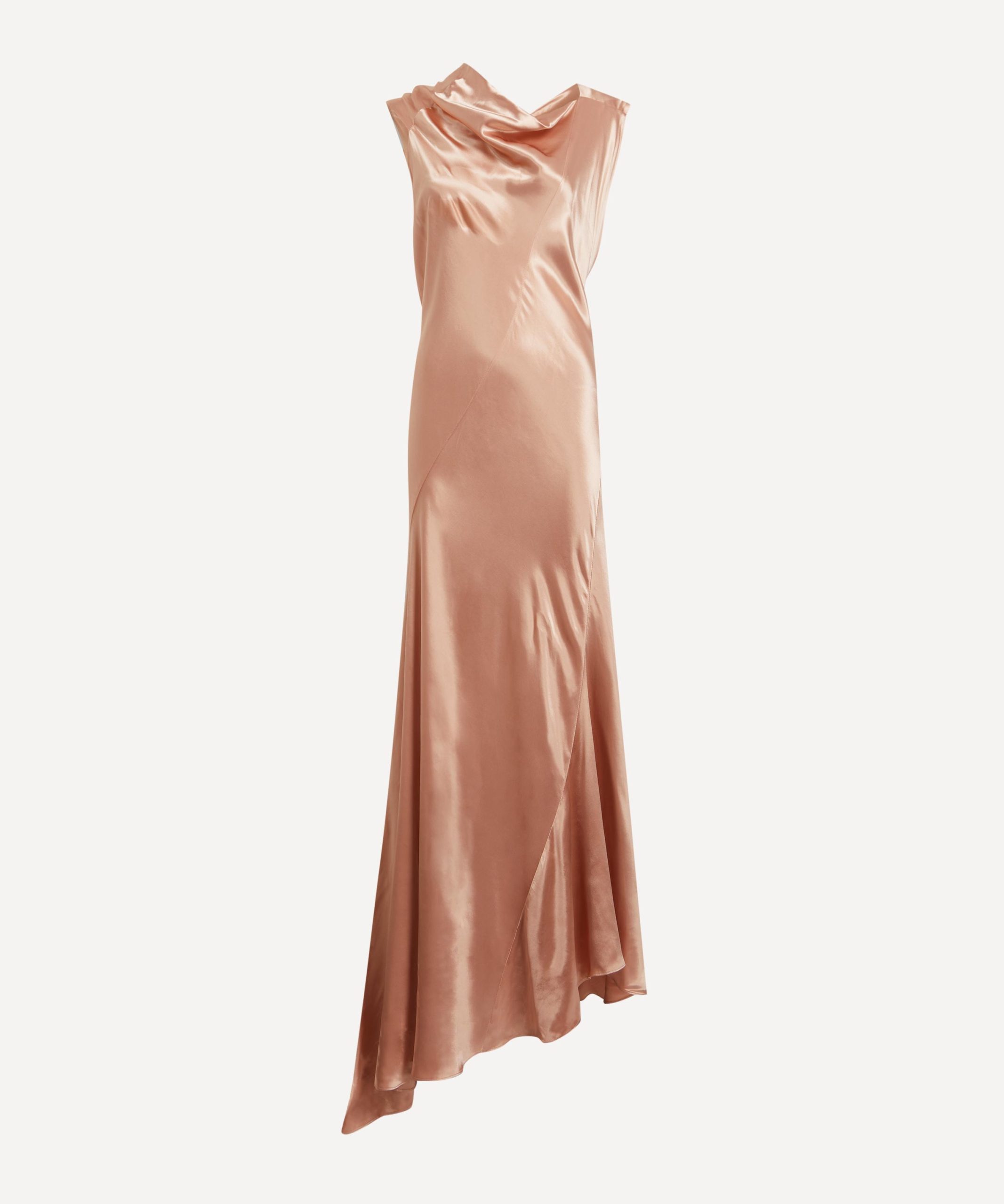 Alberta Ferretti Pink Asymmetrical Long Satin Dress