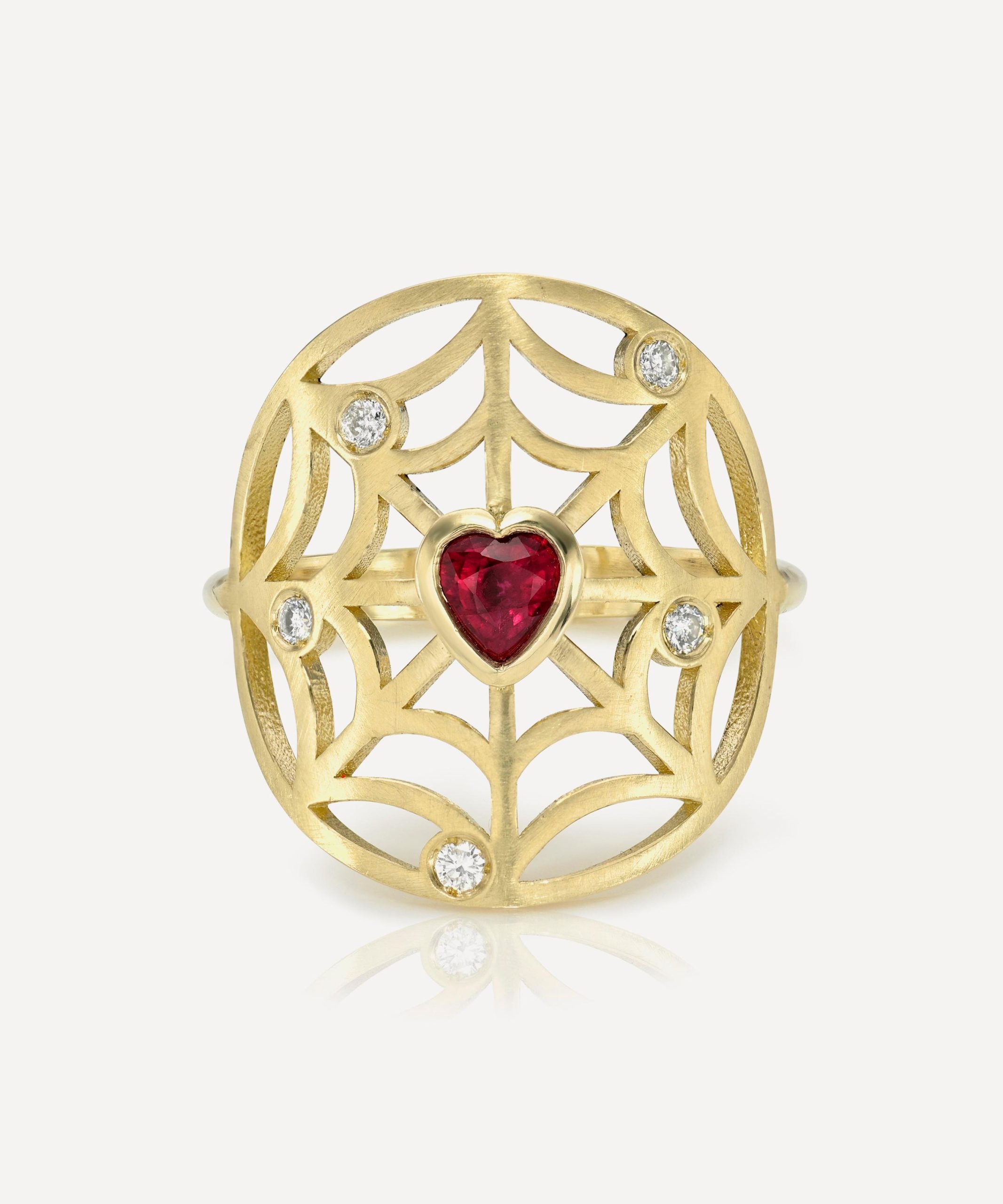 Rachel Quinn 14ct Gold Diamond and Ruby Web of Love Ring