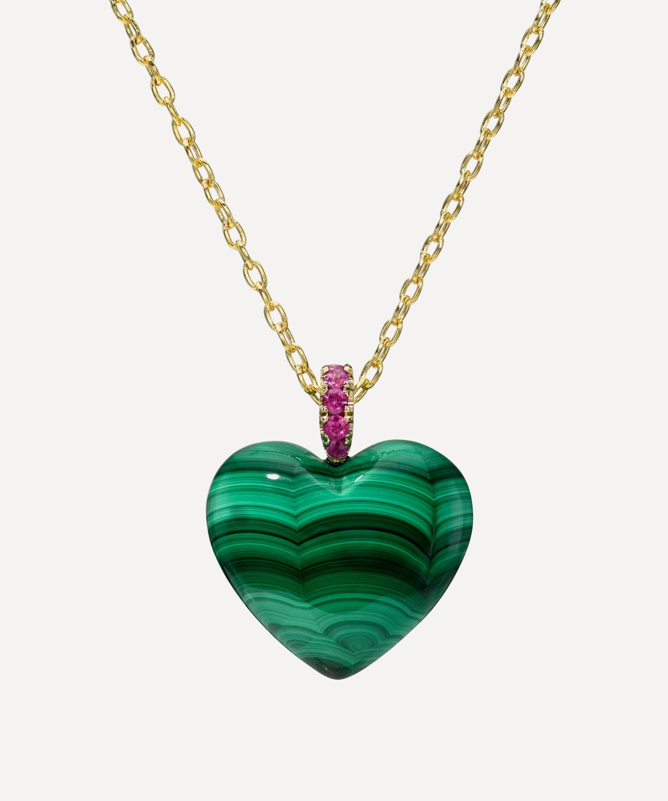 Rachel Quinn Malachite Heart Dollop Pendant Necklace