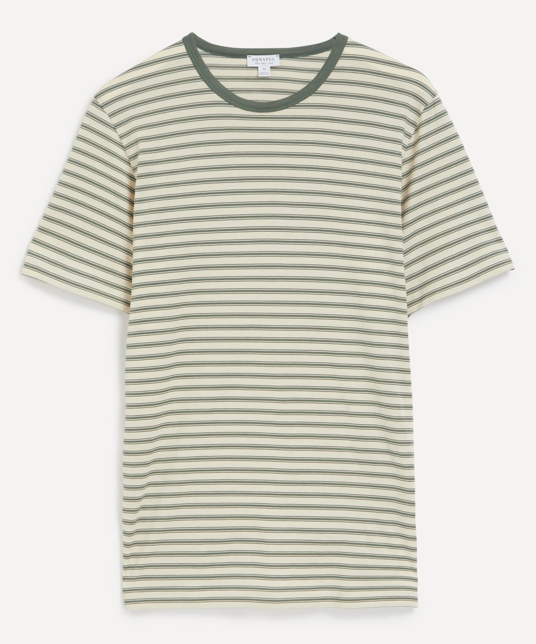 Sunspel Dusk Green Vintage Stripe T-Shirt