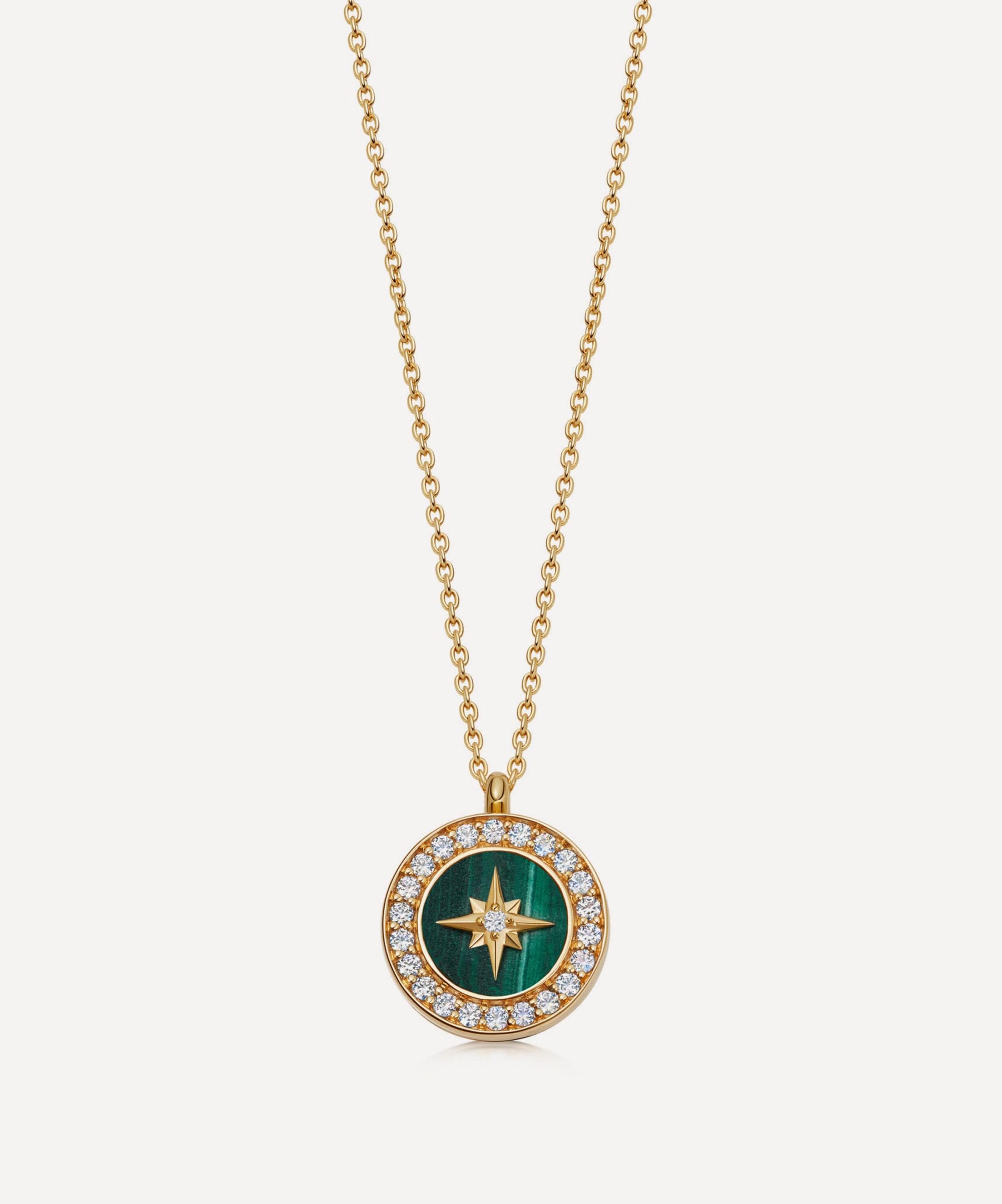 Astley Clarke 18ct Gold Plated Vermeil Silver Polaris Malachite Locket Necklace