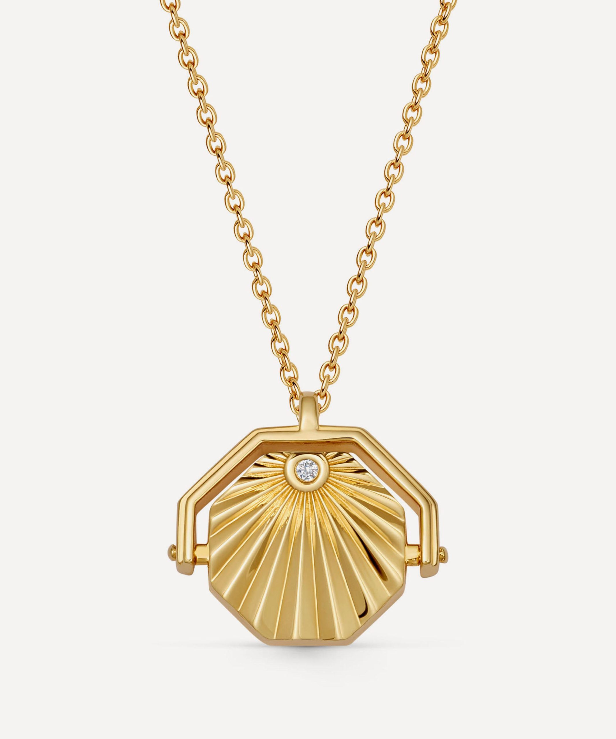 Astley Clarke 18ct Gold-Plated Vermeil Silver Celestial Sunrise Spinner Locket Necklace