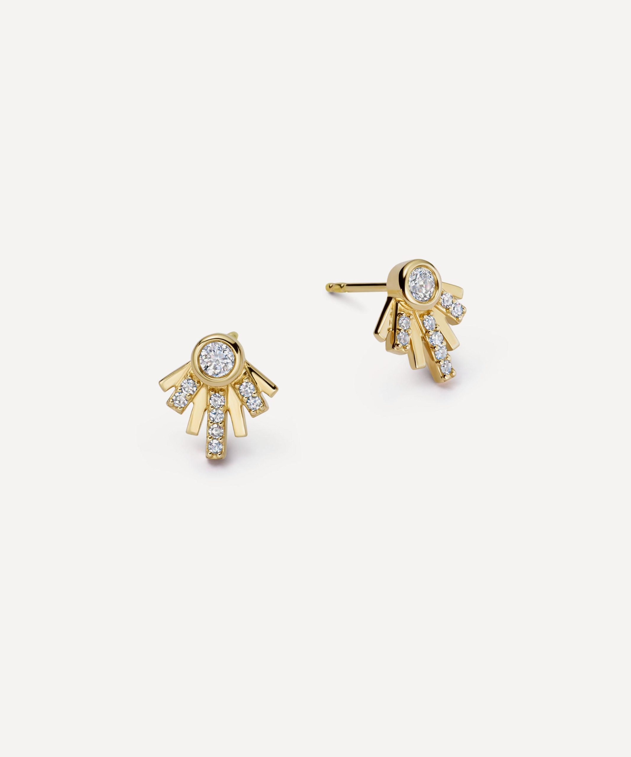 Astley Clarke 14ct Gold Atomic Diamond Stud Earrings