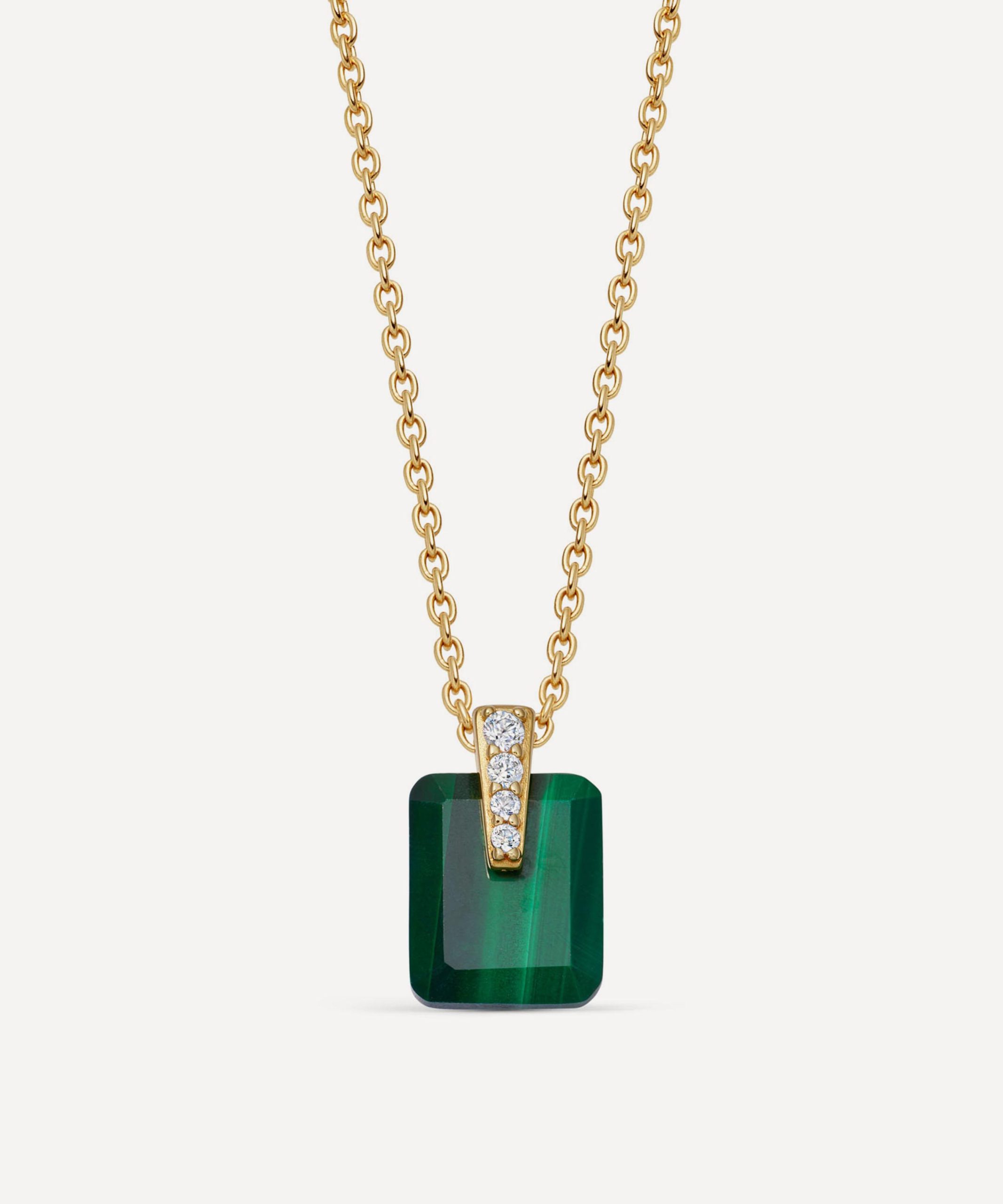 Astley Clarke Gold Deco Malachite Pendant Necklace