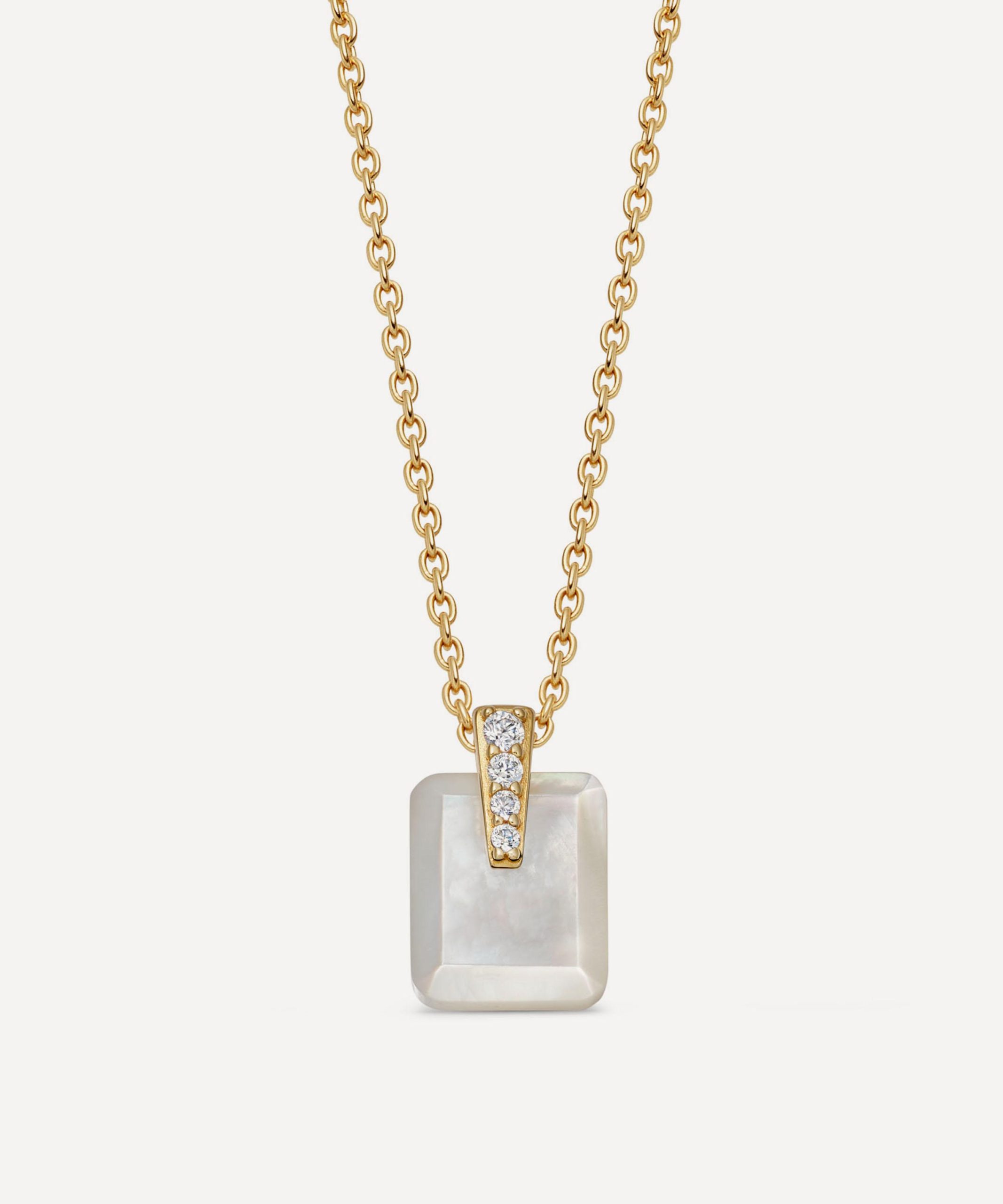 Astley Clarke Gold Deco Mother of Pearl Pendant Necklace