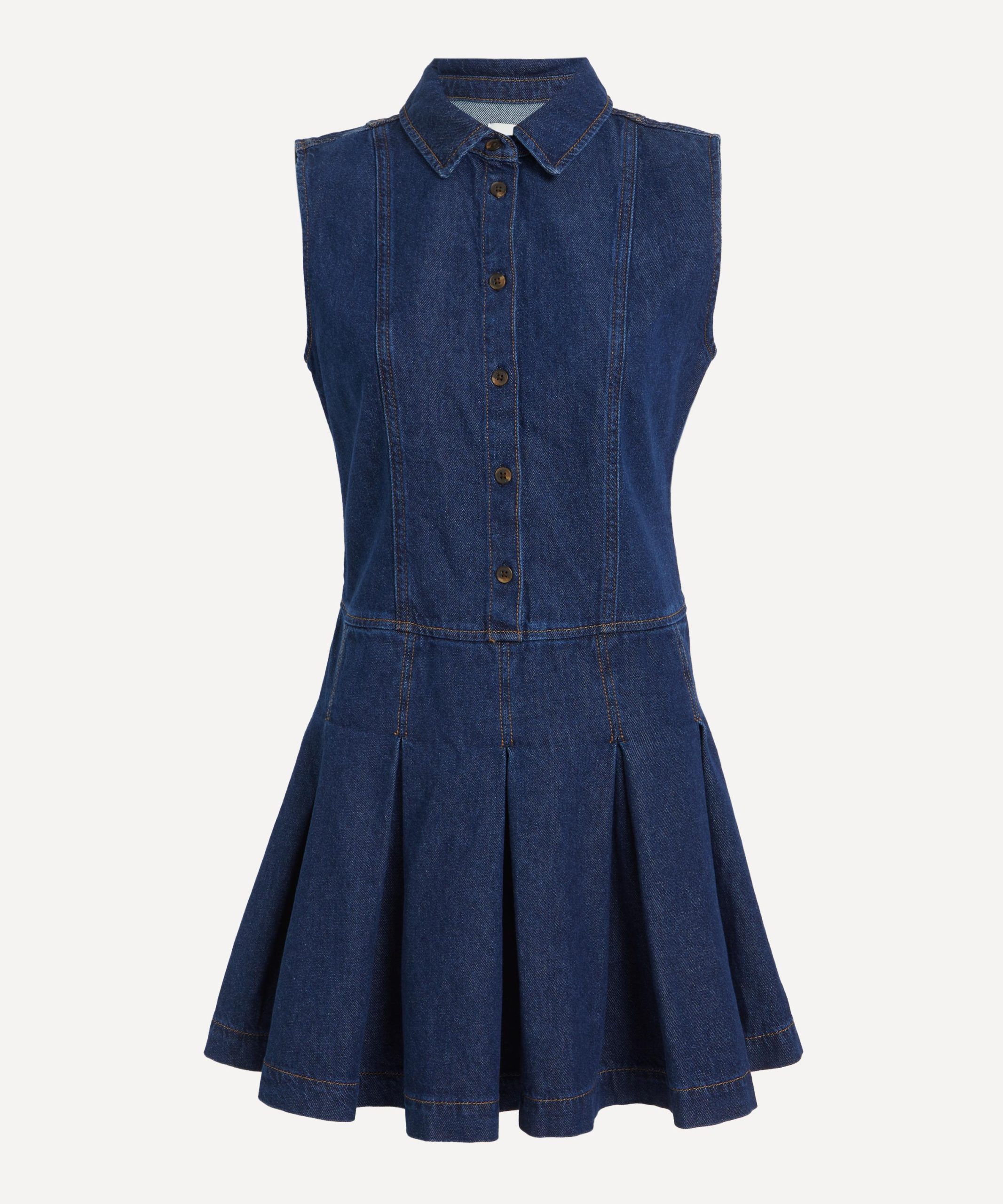 Reformation Arella Denim Pleated Mini Dress