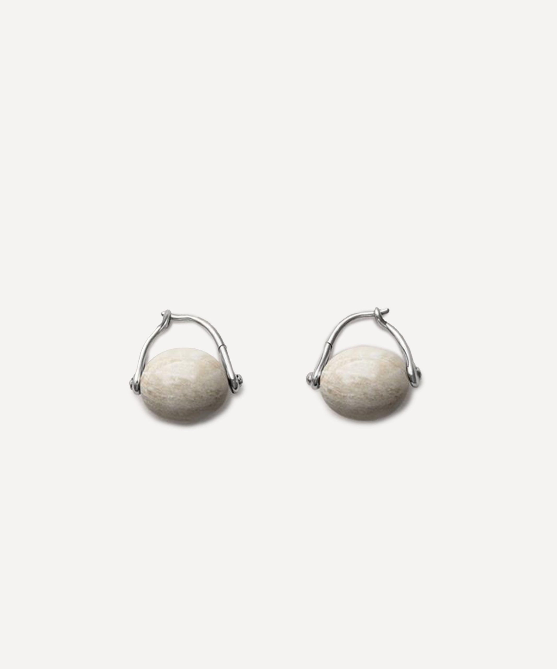 Annika Inez Sterling Silver Stone Ellipse Hoop Earrings