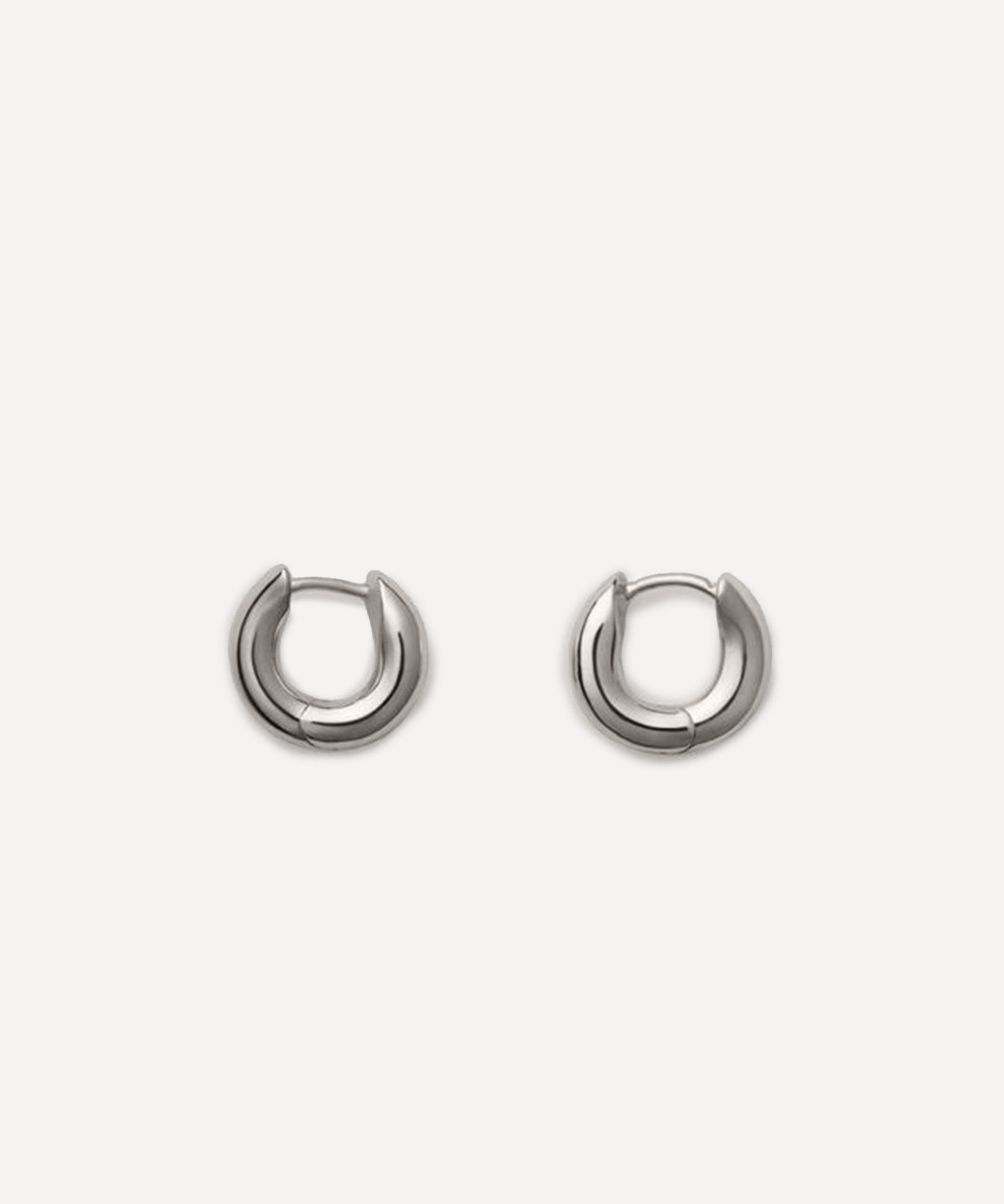Annika Inez Sterling Silver Small Wide Oblique Hoop Earrings