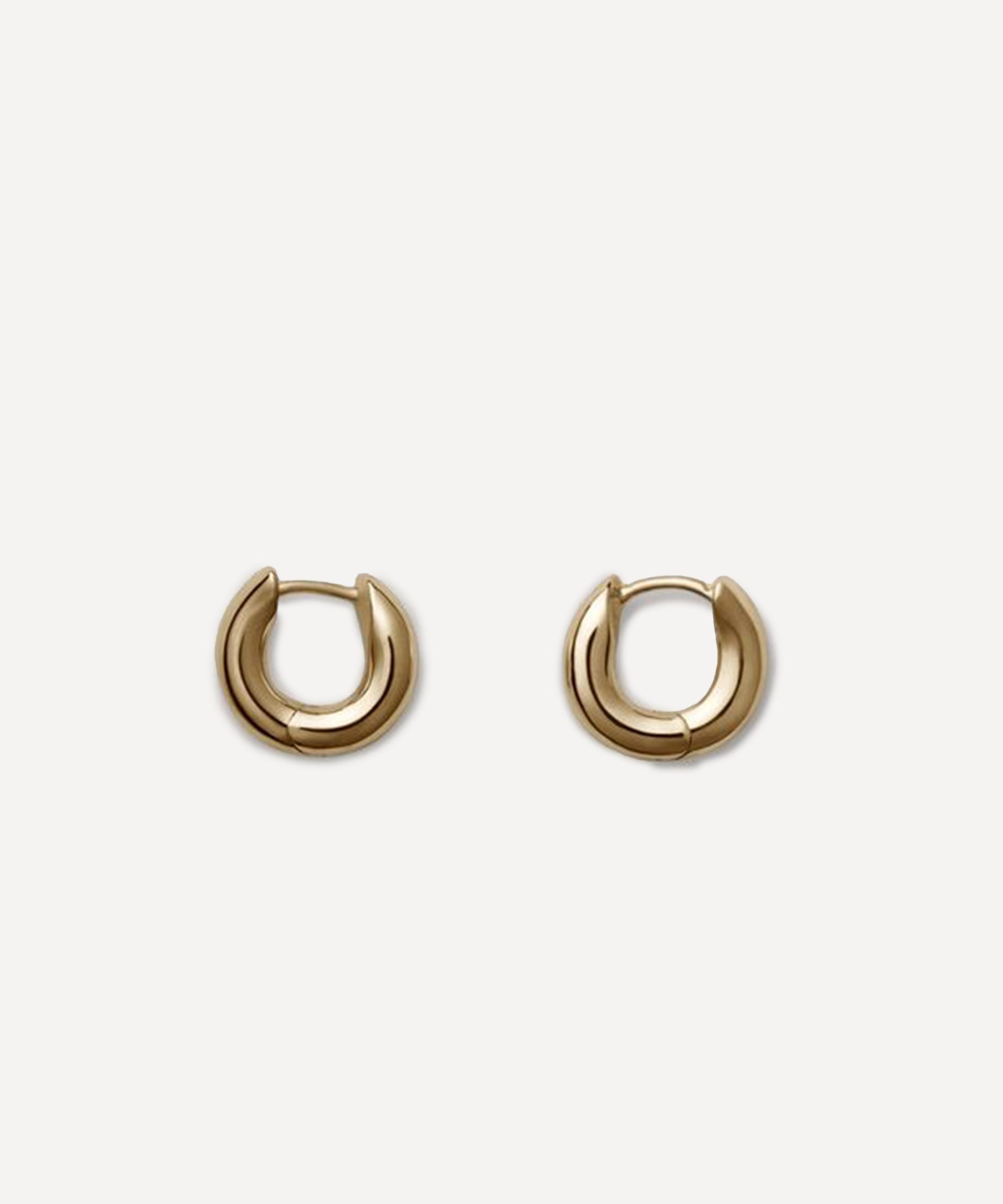 Annika Inez 14ct Gold-Plated Small Wide Oblique Hoop Earrings