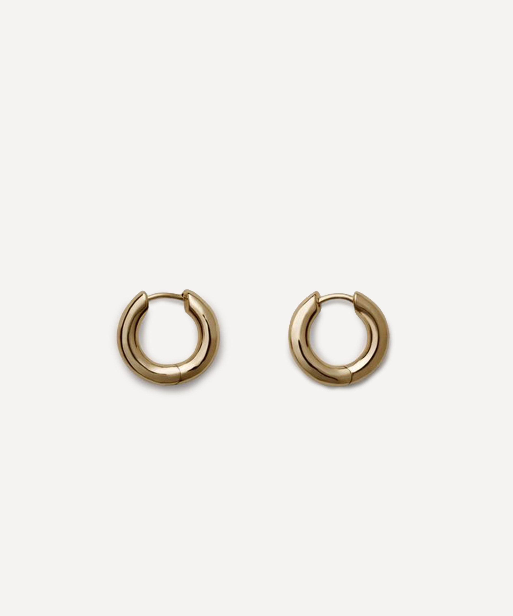 Annika Inez 14ct Gold-Plated Wide Oblique Hoop Earrings