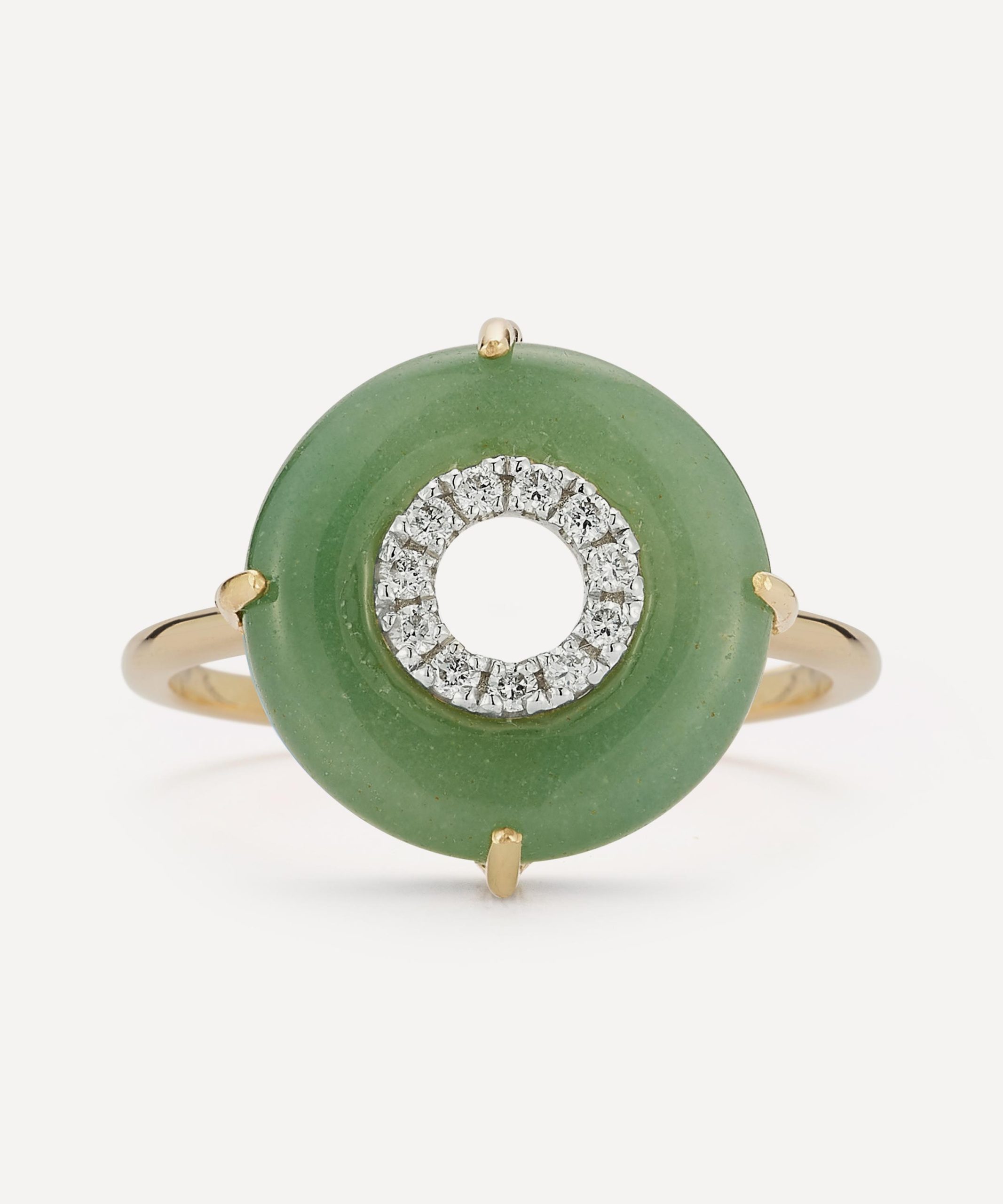 Mateo 14ct Gold Jade and Diamond Donut Ring