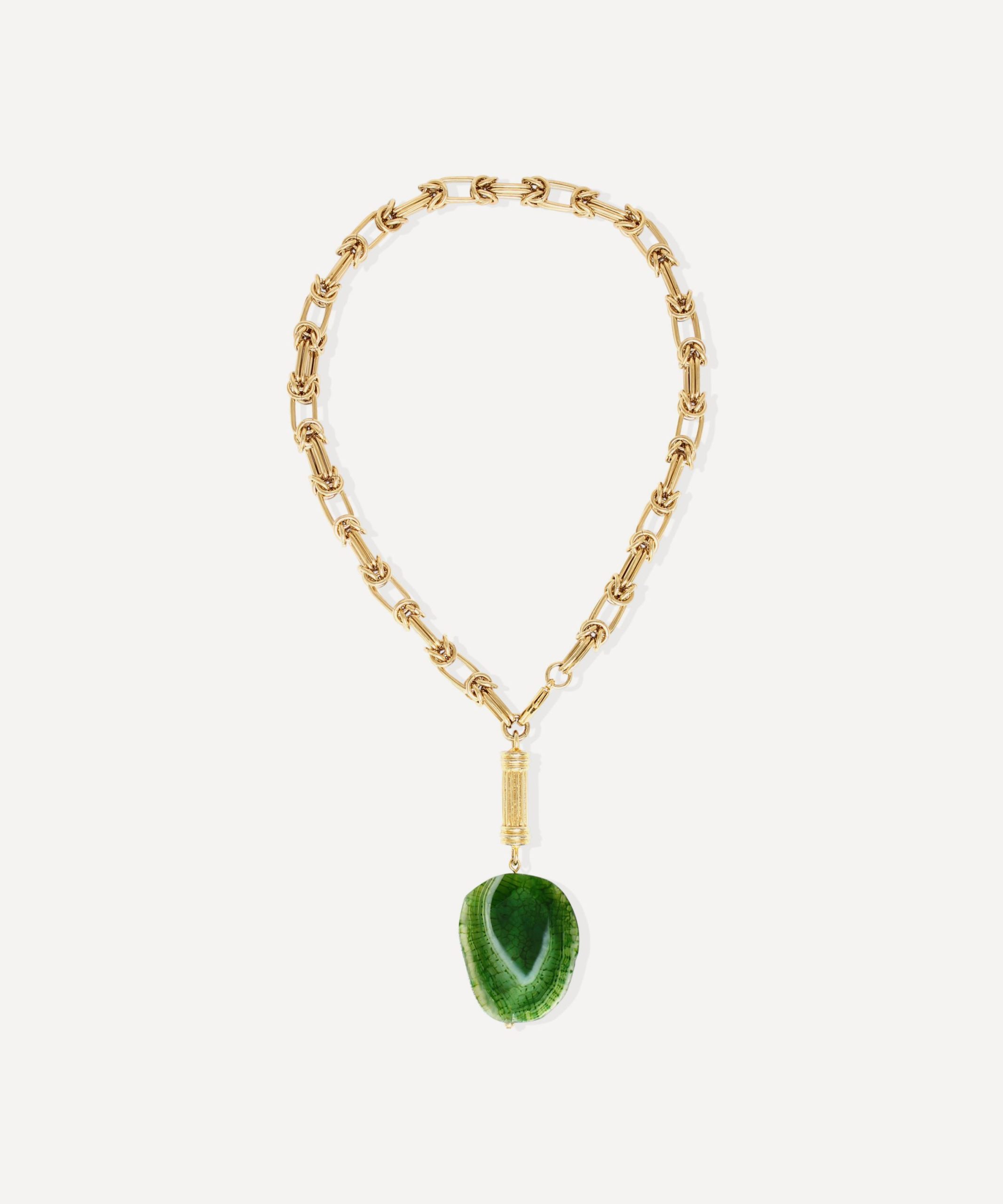 By Alona 18ct Gold-Plated Alexandria Green Agate Lariat Necklace