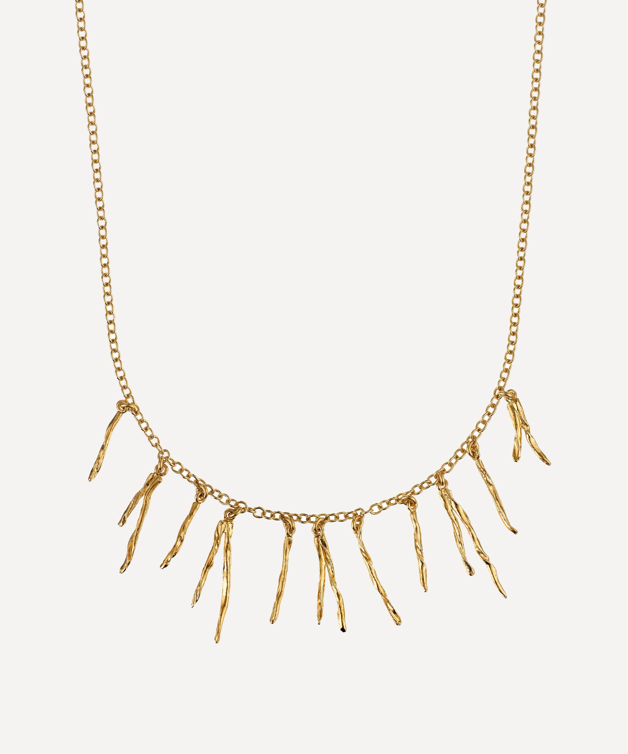 Alex Monroe 22ct Gold-Plated Scattered Pine Needle Necklace