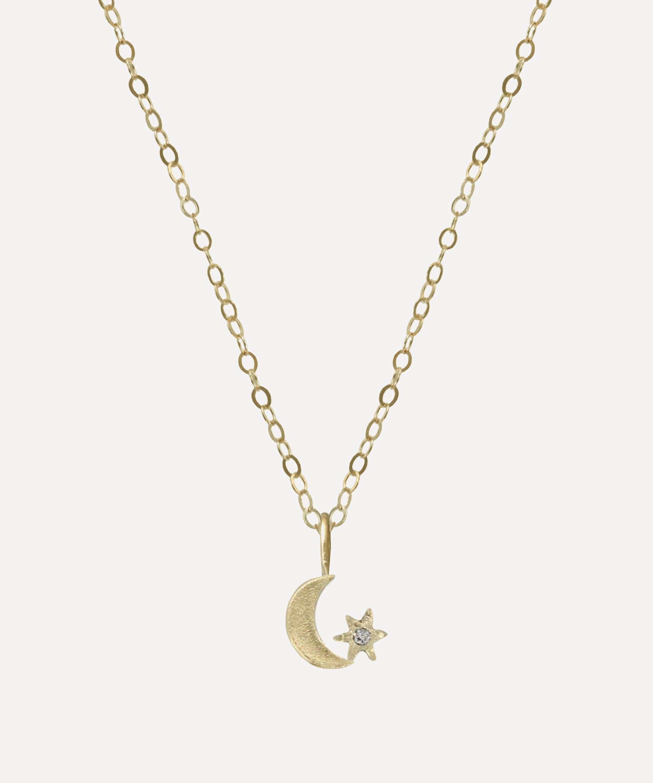 Acanthus 14ct Gold Amulet Crescent Star Pendant Necklace