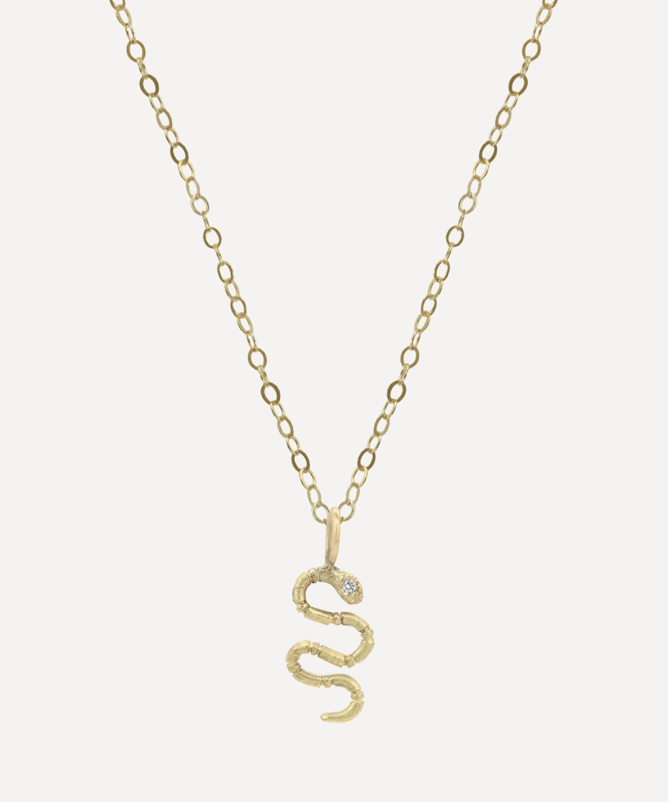 Acanthus 14ct Gold Snake Amulet Pendant Necklace