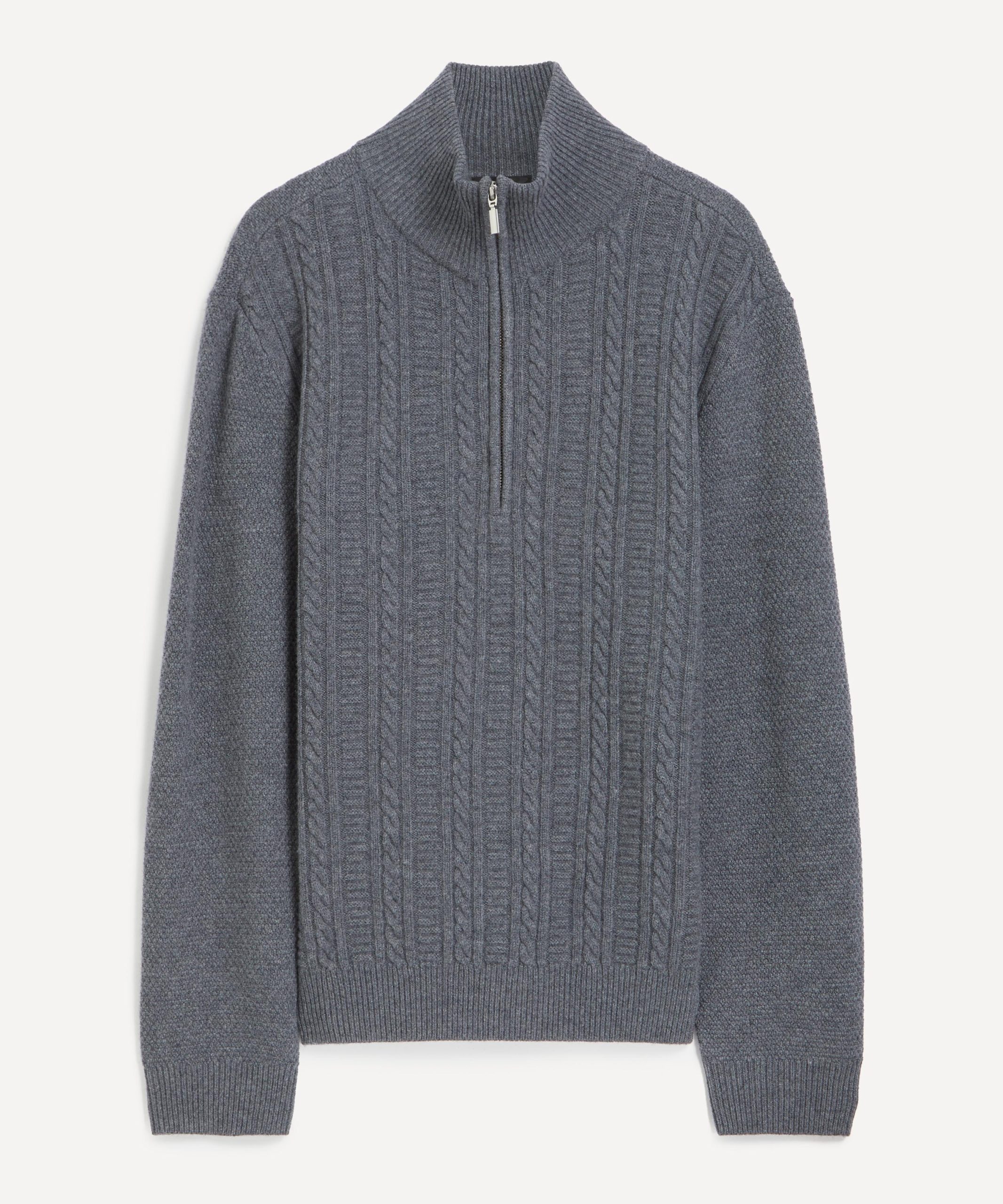 A.P.C. Grey Wool Cable-Knit Jumper