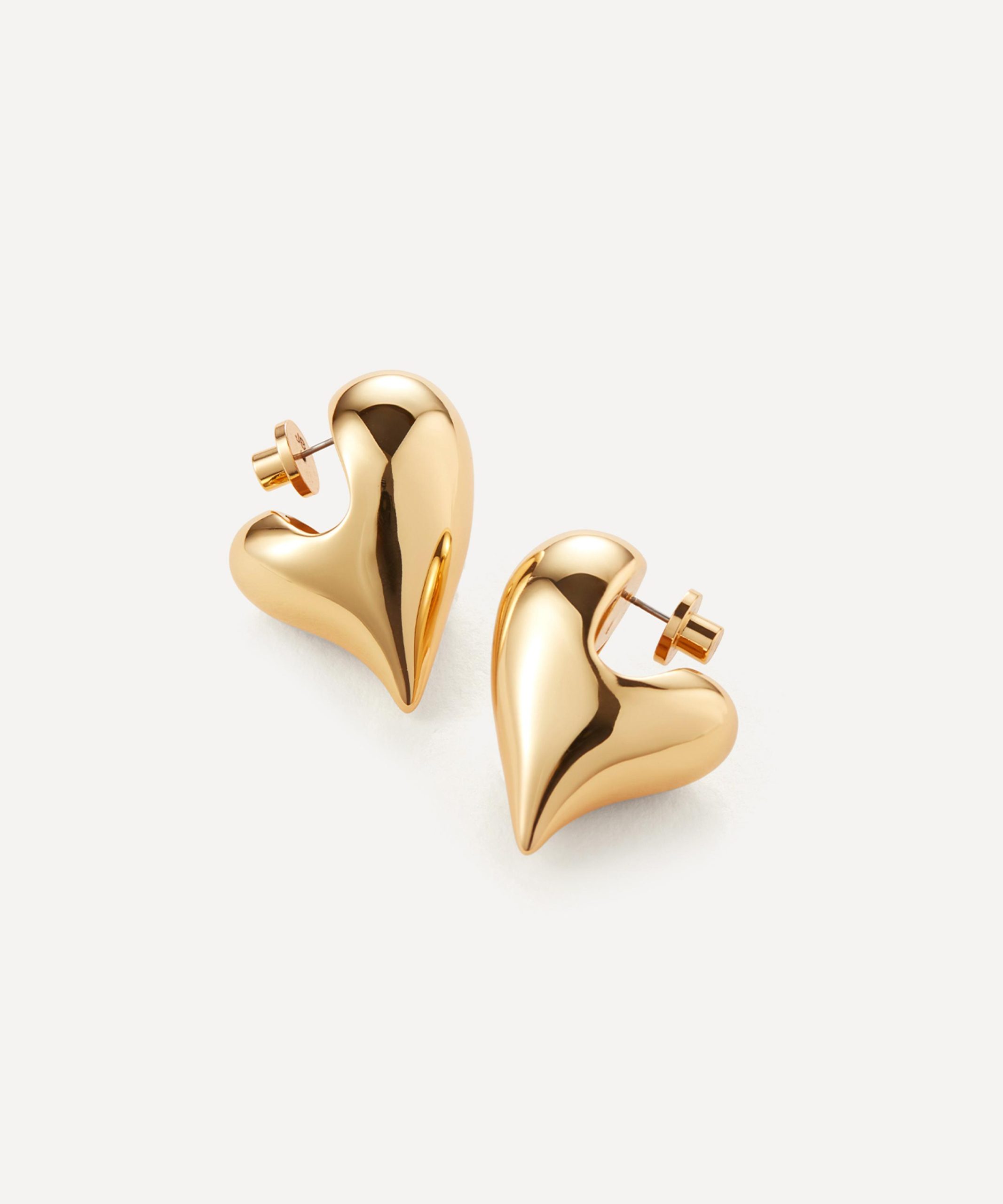 JENNY BIRD 14ct Gold-Plated Art Heart Puff Earrings