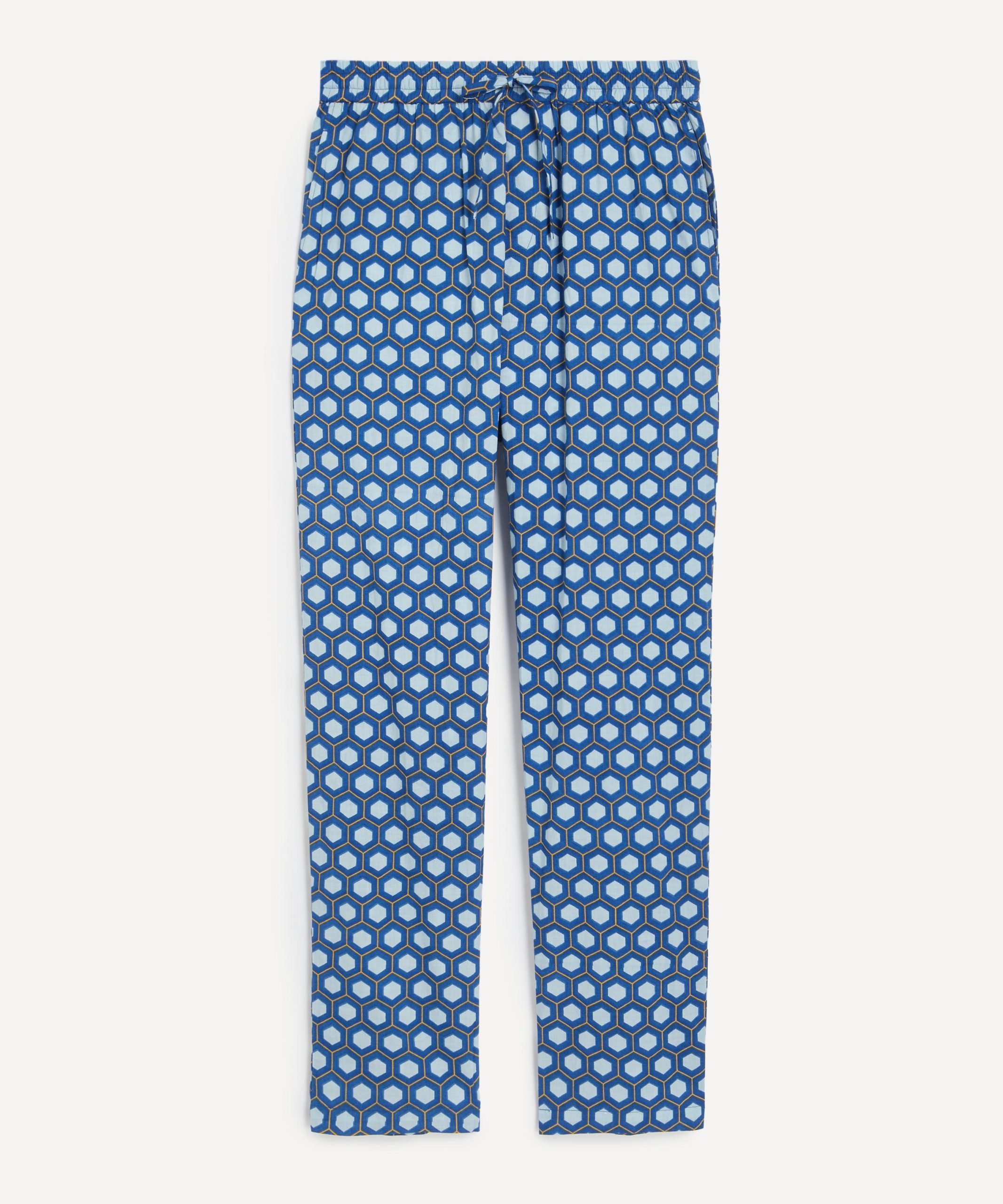 SMR Days Blue Block Print Cotton Malibu Trousers