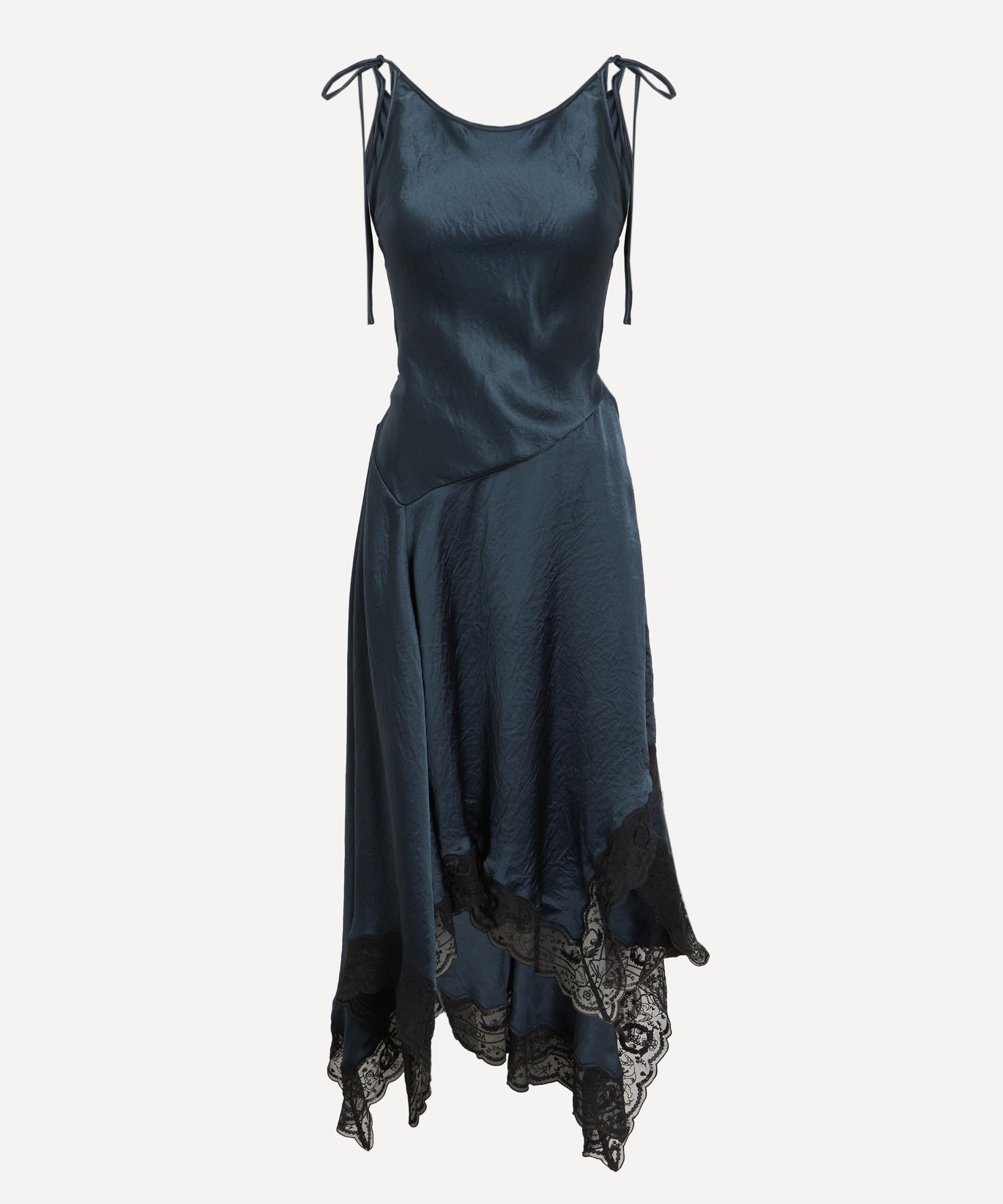 Acne Studios Petrol Blue Satin Lace Dress