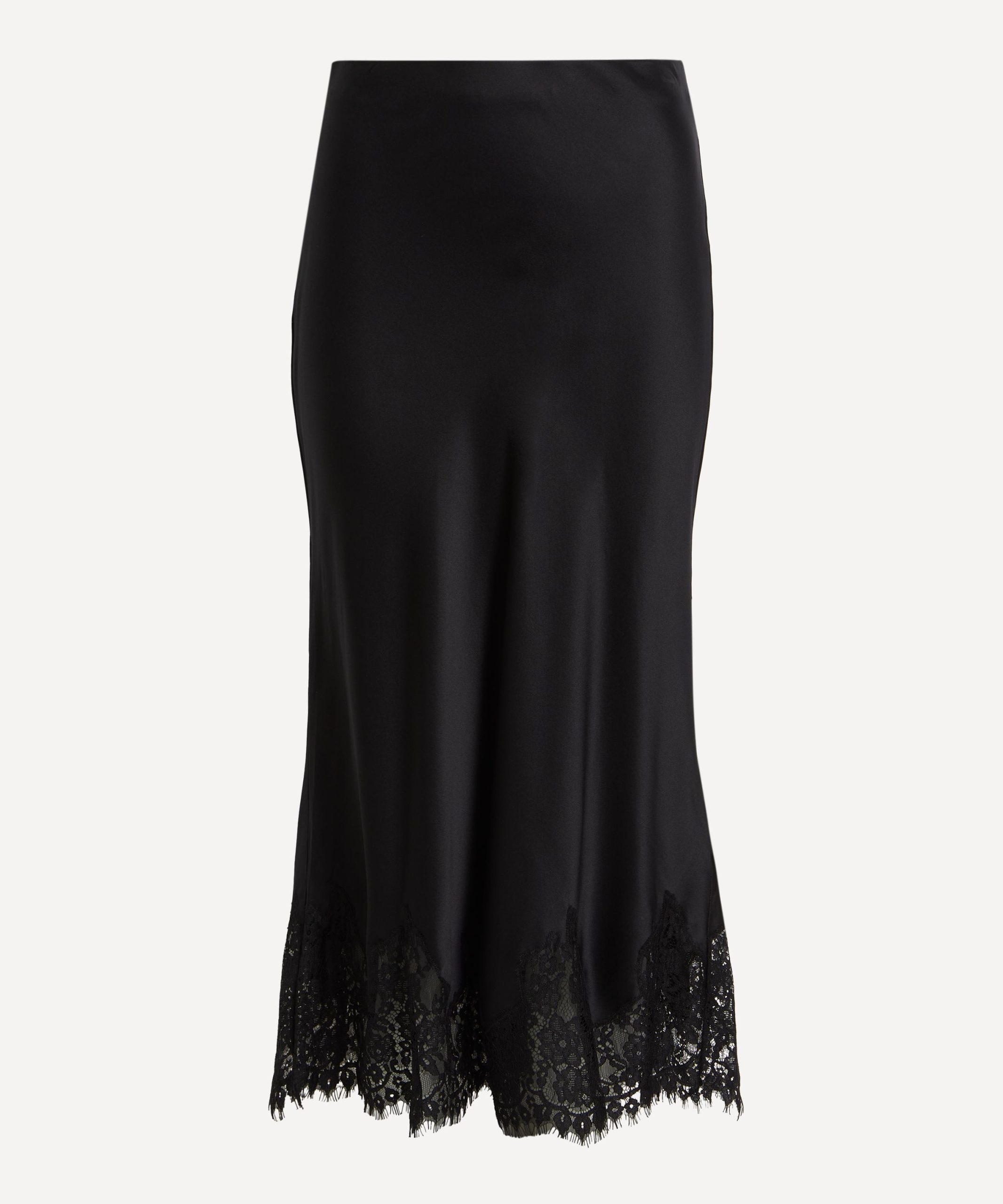 Reformation Carolina Black Silk Skirt
