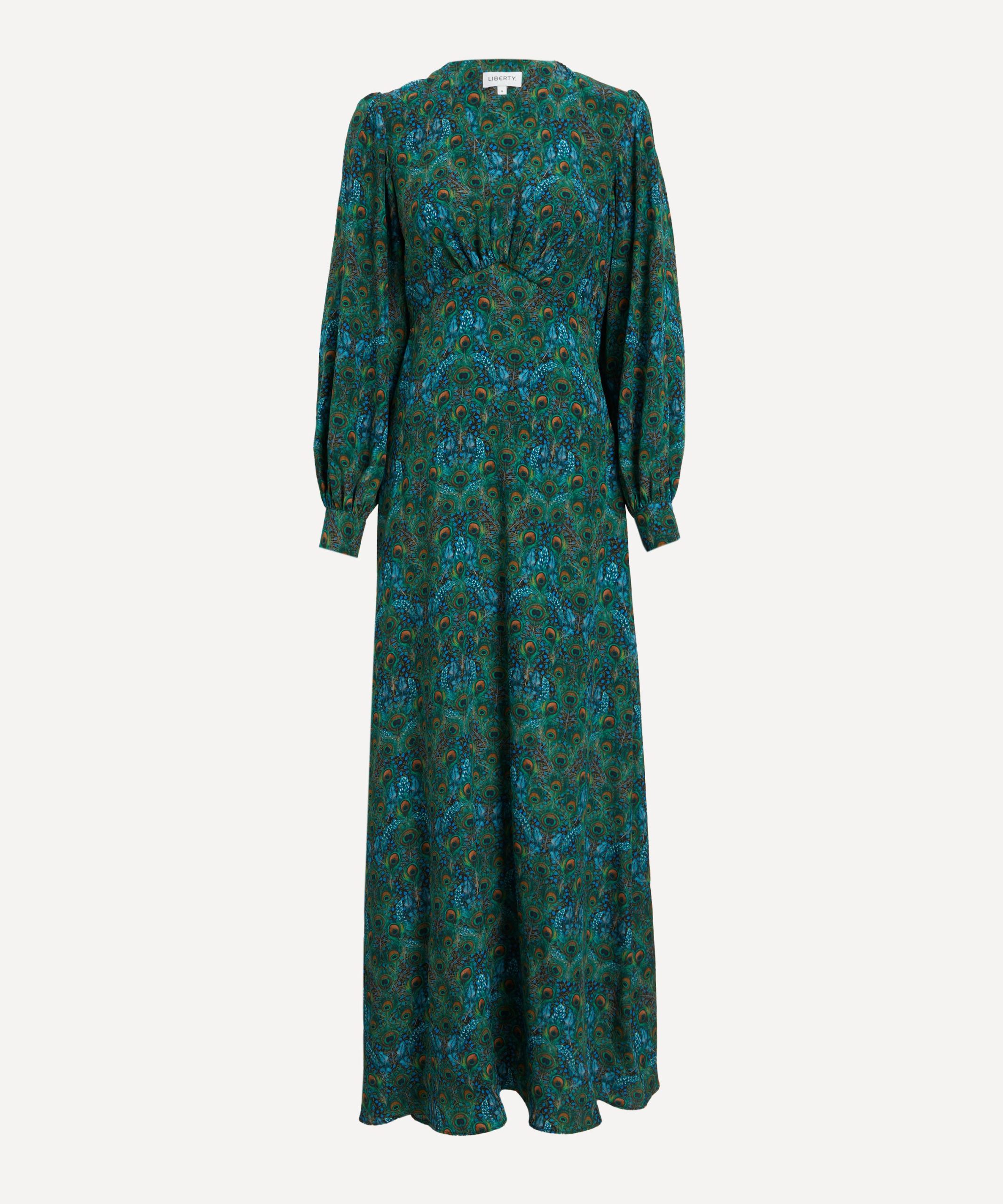 Liberty Peacock Manor Jacquard Silk Soirée Dress