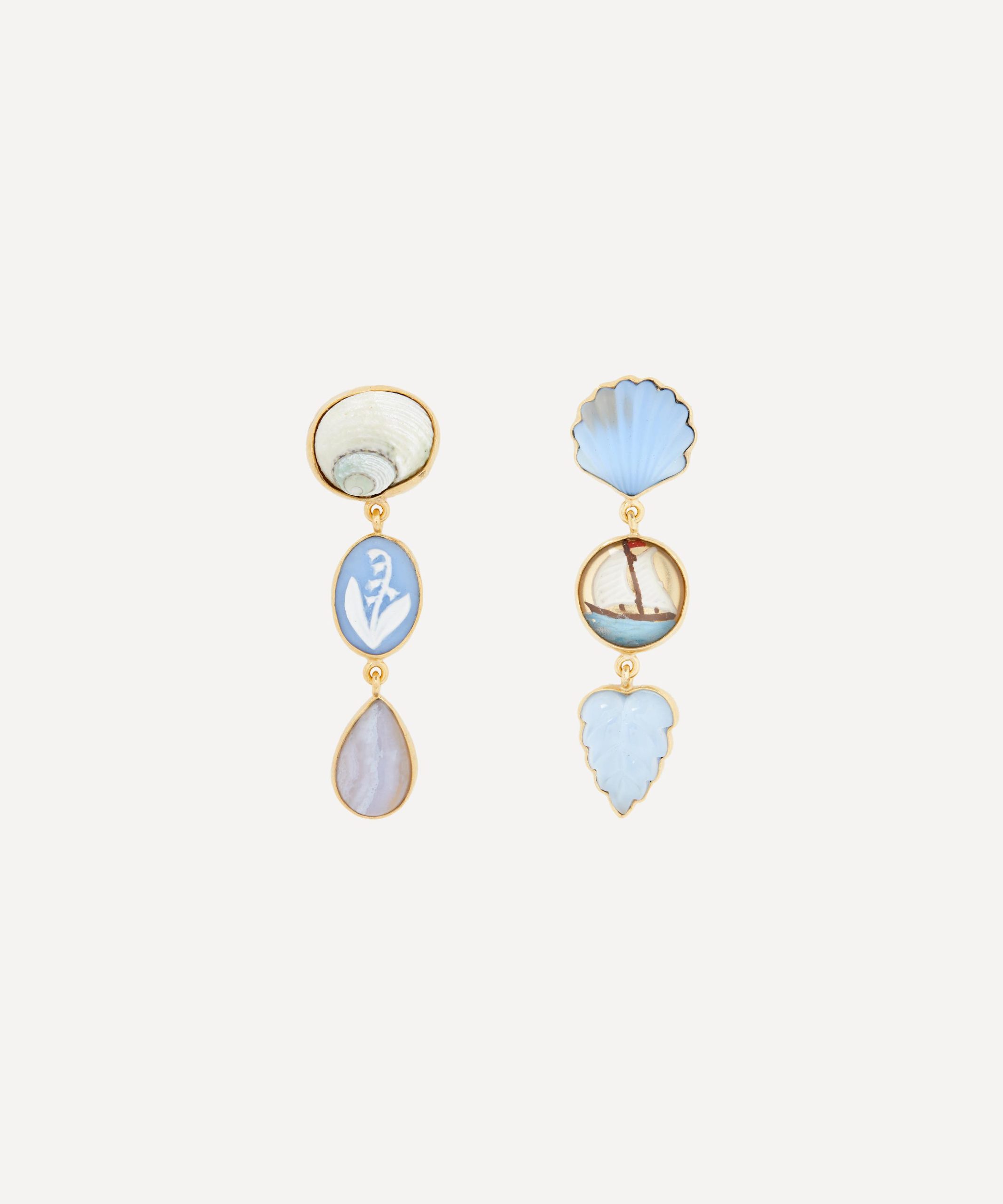 Grainne Morton 18ct Gold-Plated Sailboat and Shell Drop Earrings