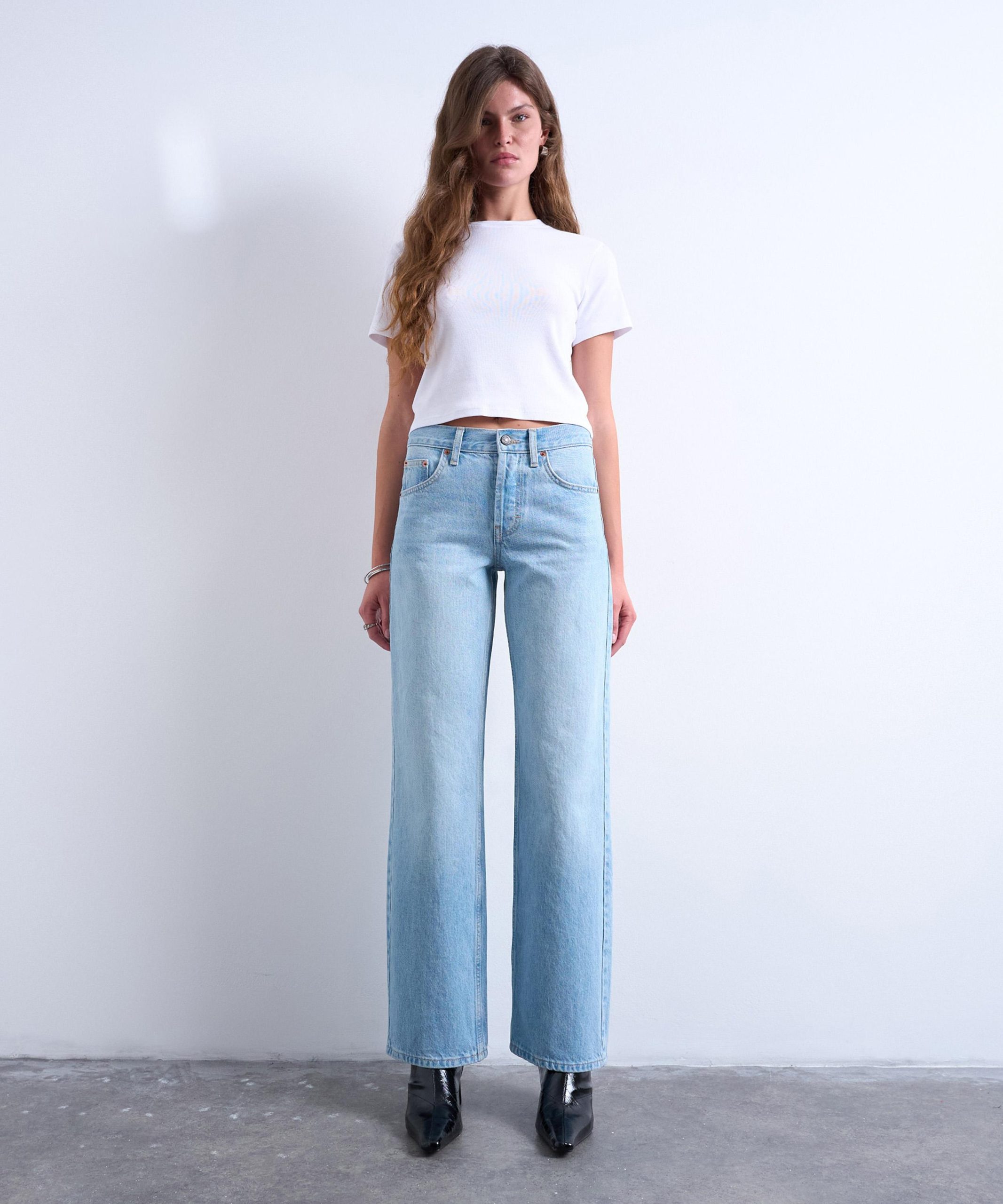 TOPSHOP Bleach Ember Low-Rise Wide-Leg Jeans
