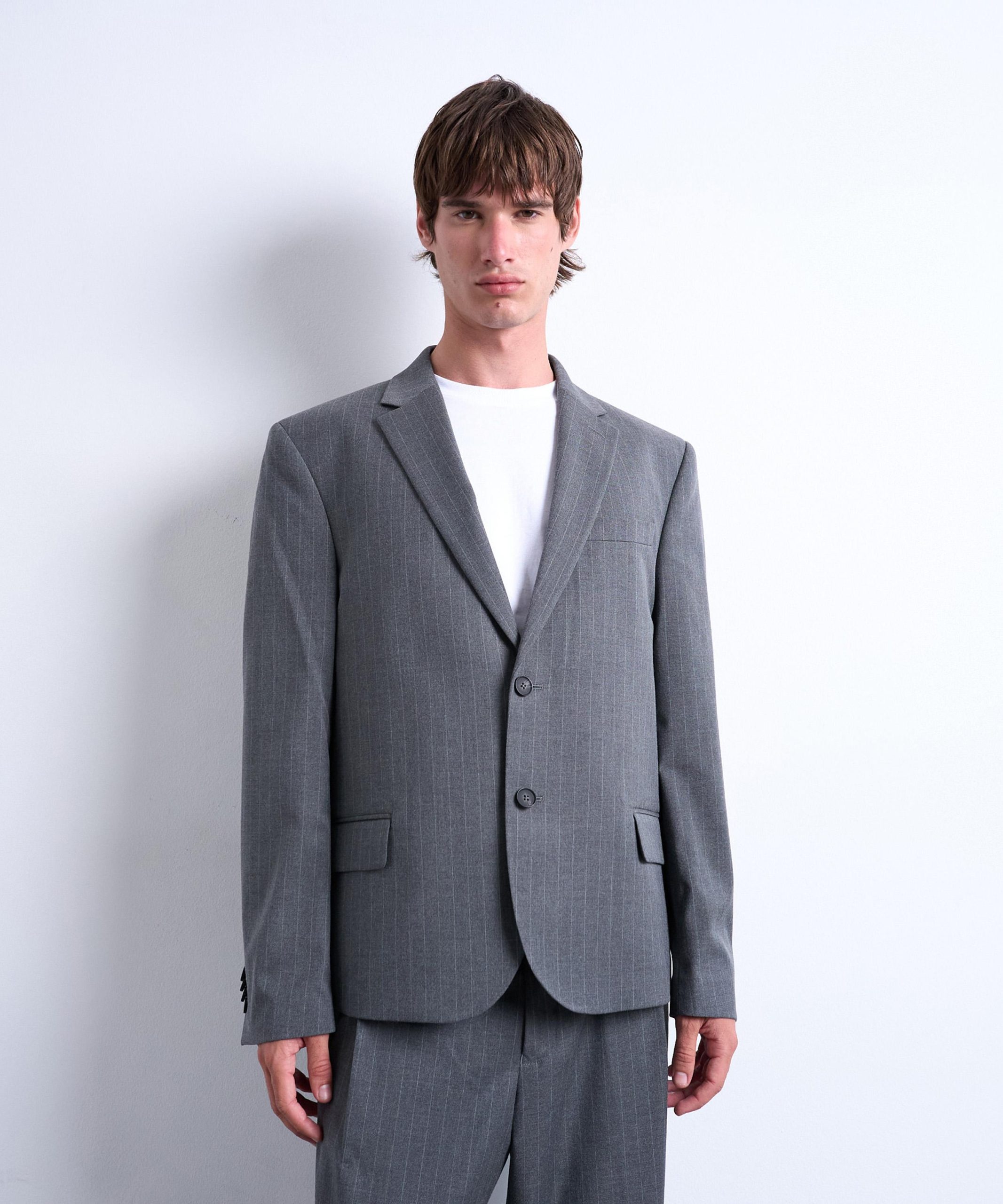 TOPMAN Charcoal Pinstripe Suit Jacket