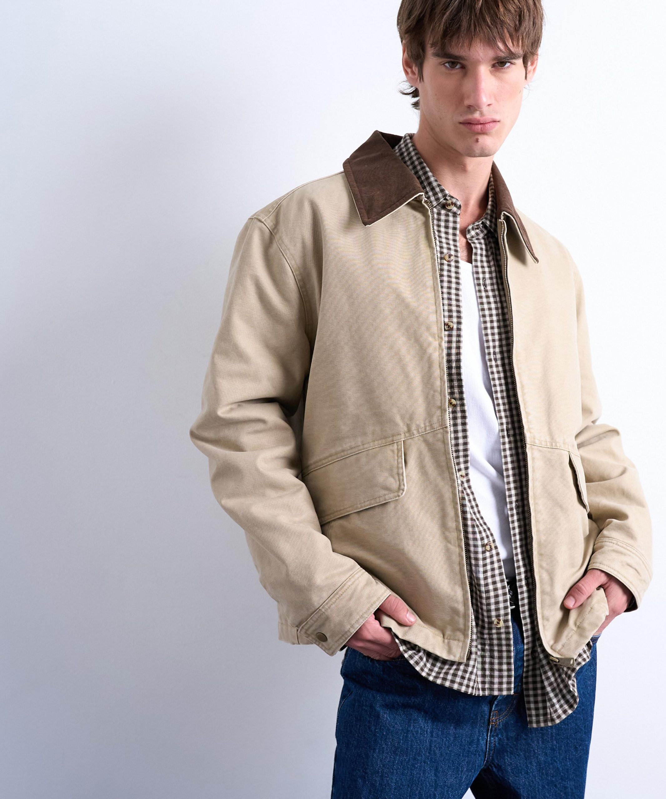 TOPMAN Washed Stone Padded Canvas Jacket