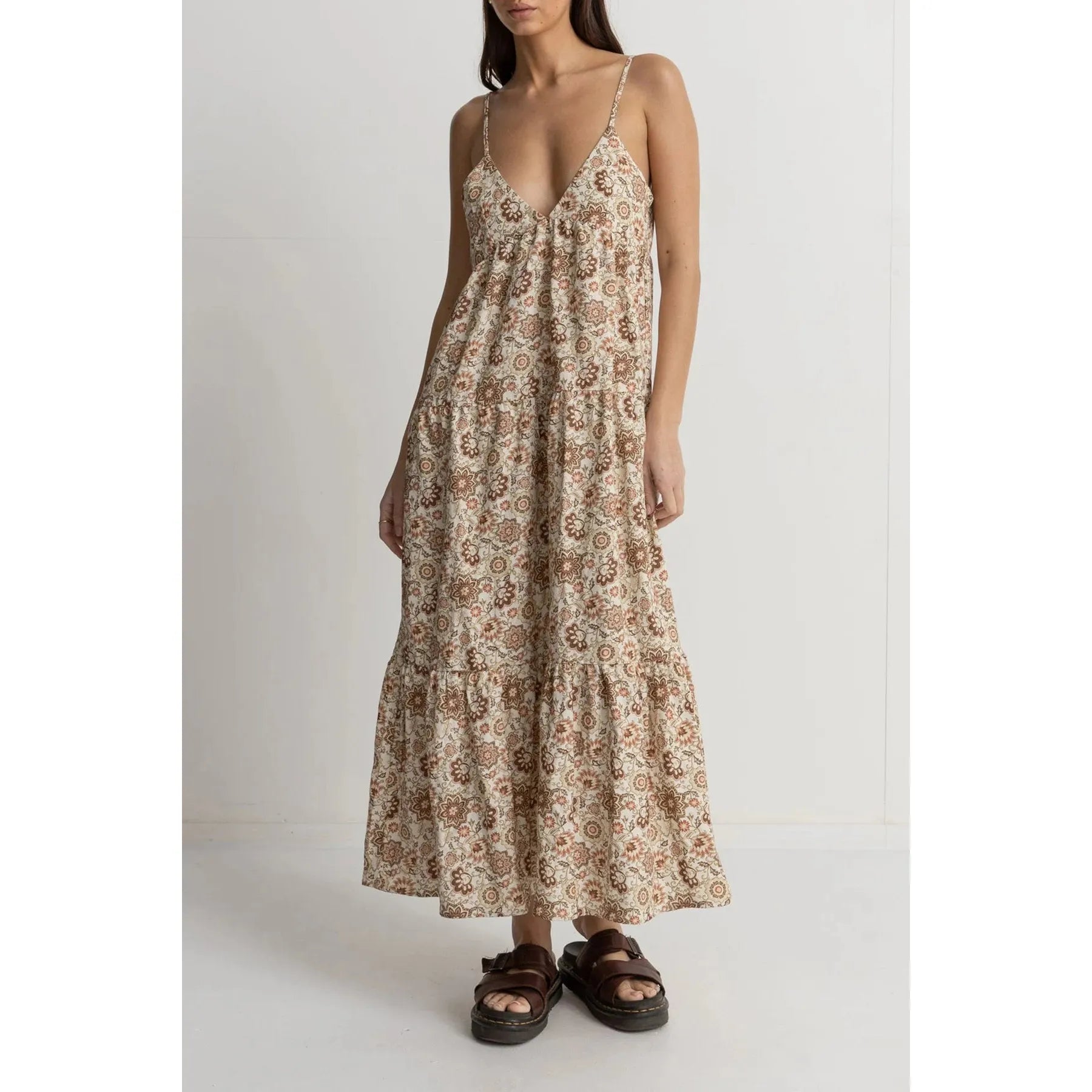 Rhythm Raya Paisley Tiered Mini Dress - Natural