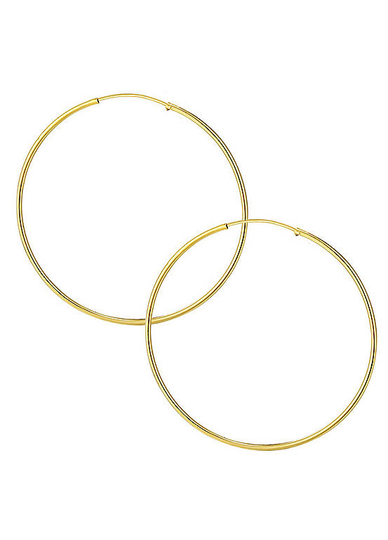18ct Gold Plated Sterling Silver 40mm Tube Hoop Earrings