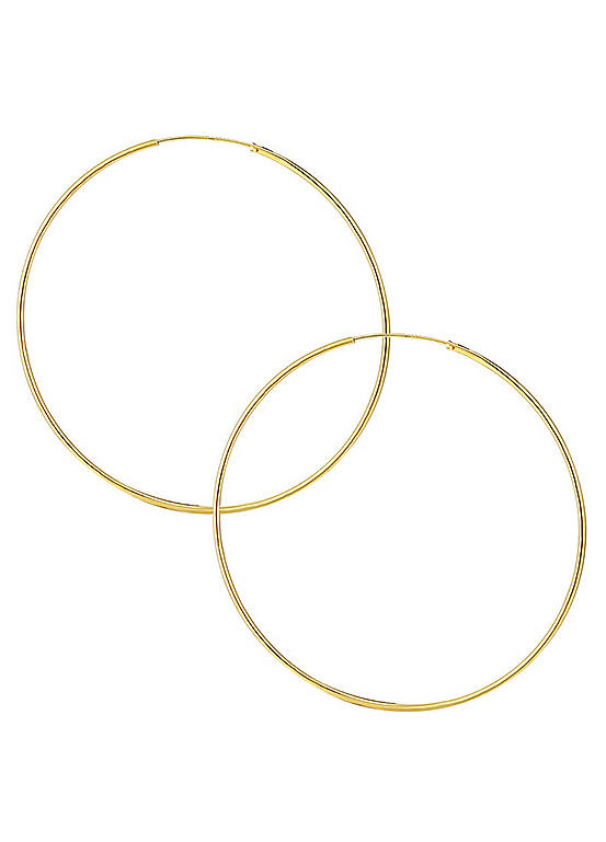 18ct Gold Plated Sterling Silver 50mm Tube Hoop Earrings