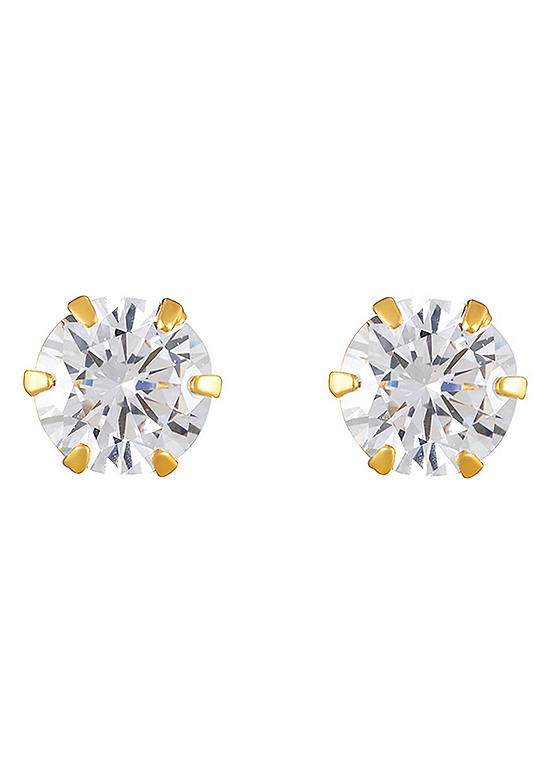 18ct Gold Plated Sterling Silver 5mm Cubic Zirconia Stud Earrings