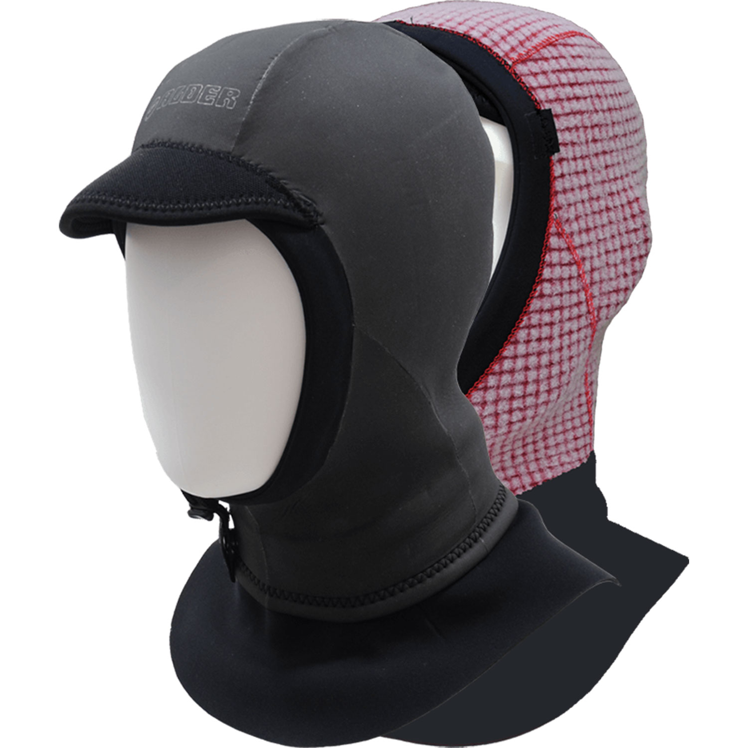 Alder PLASMA Twin Neck Blindstitched Neoprene Wetsuit Hood - Black