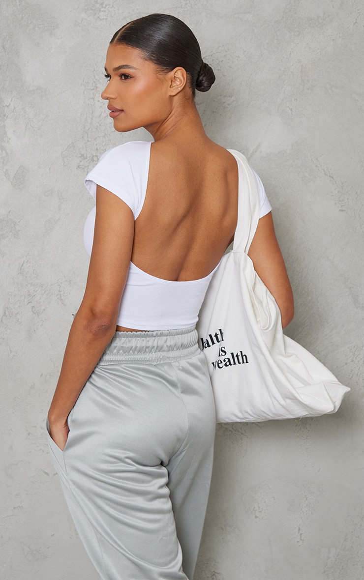 White Soft Rib Backless Top