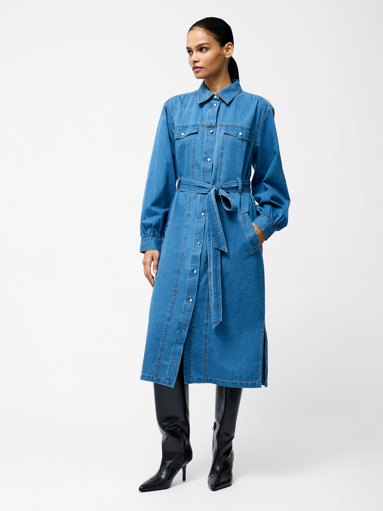 Zaves Chambray Denim Midi Dress