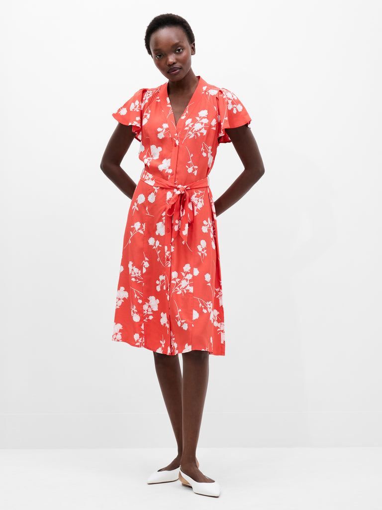 Alessandra V-Neck Tie Belt Dress