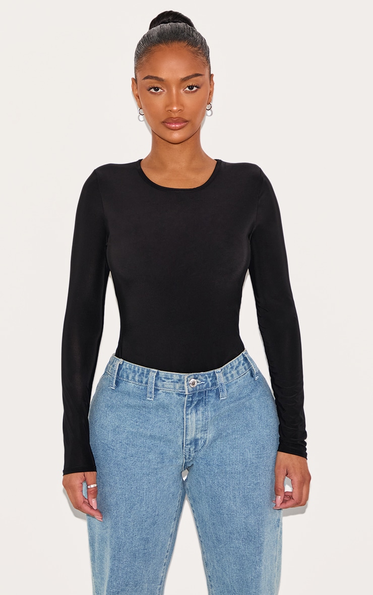Shape Black Slinky Long Sleeve Bodysuit