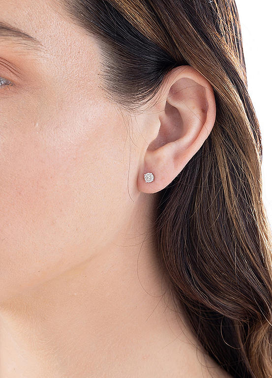 9ct White Gold 20pt Diamond Solitaire Stud Earrings