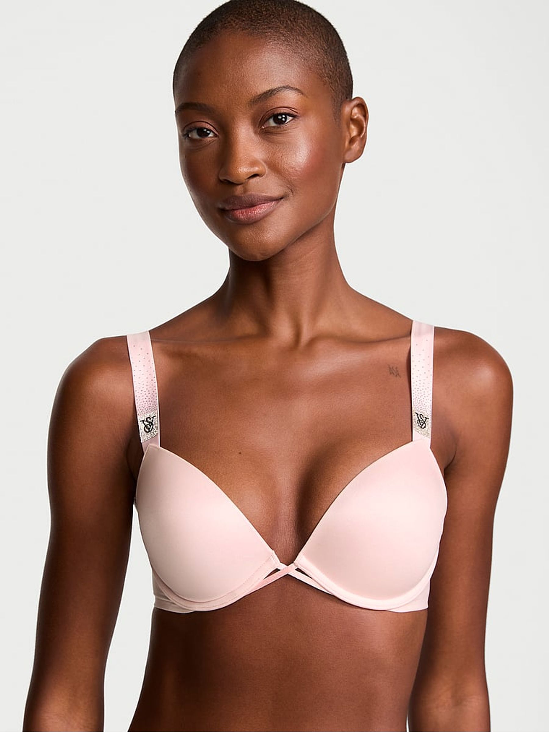 Angel Pink Push Up Scattered Shine Strap Bra