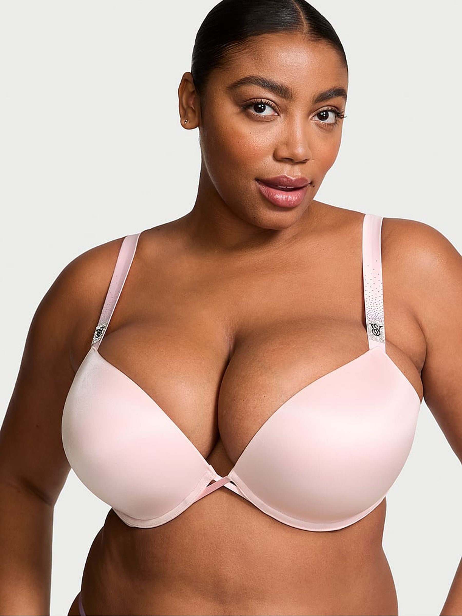 Angel Pink Add 2 Cups Push Up Bombshell Scattered Shine Strap Bra
