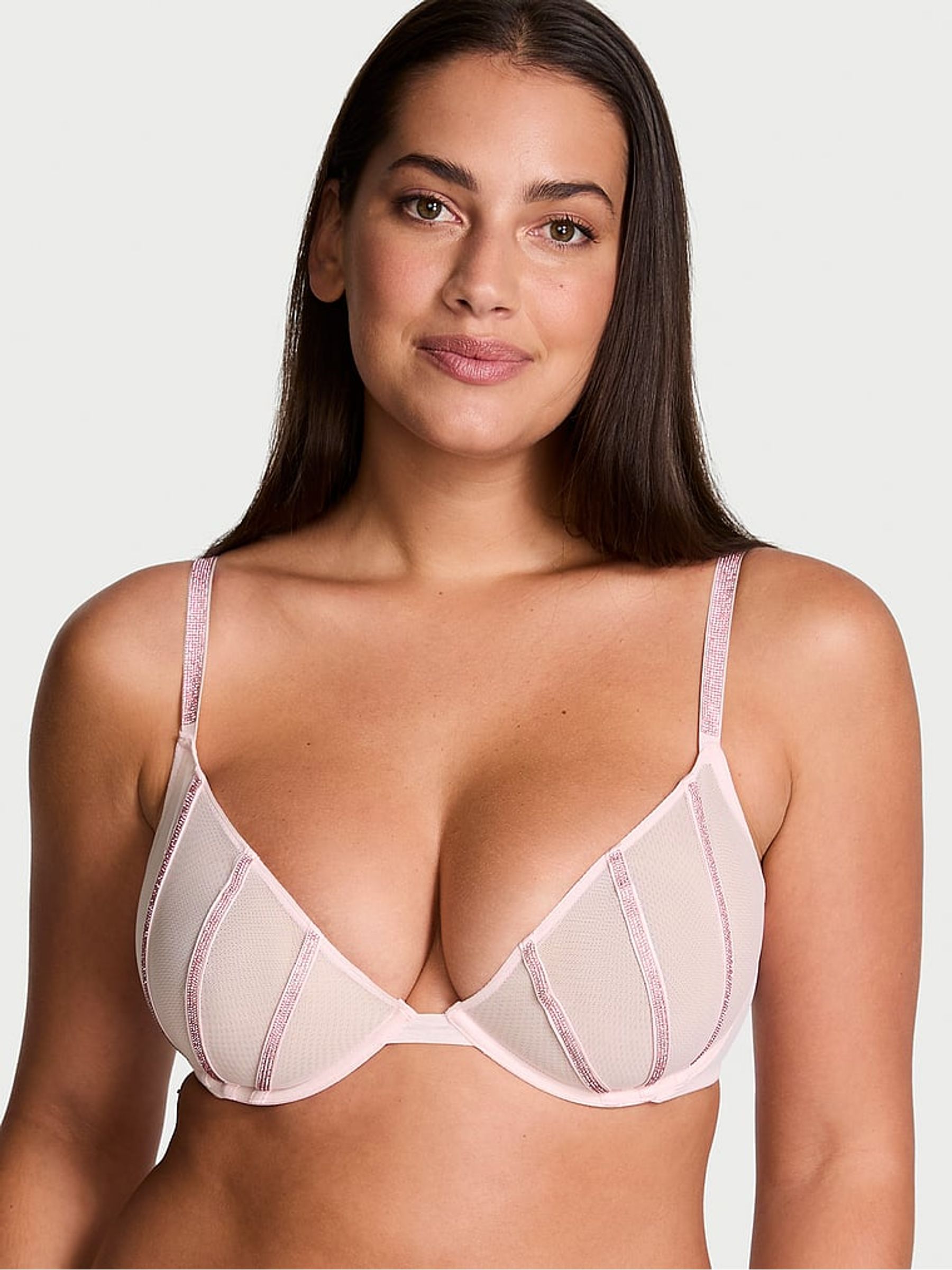 Angel Pink Sheer Shine Low Cut Demi Bra