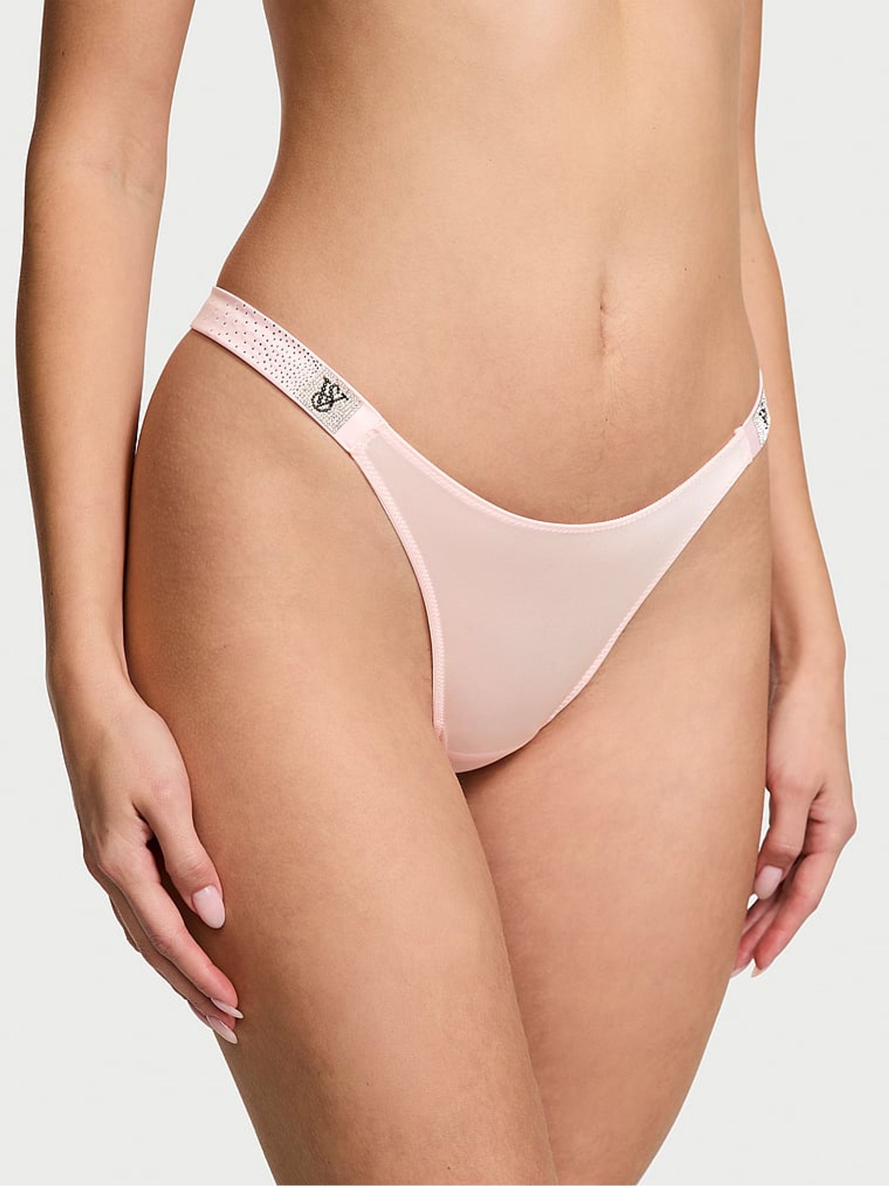 Angel Pink Thong Scattered Shine Strap Knickers
