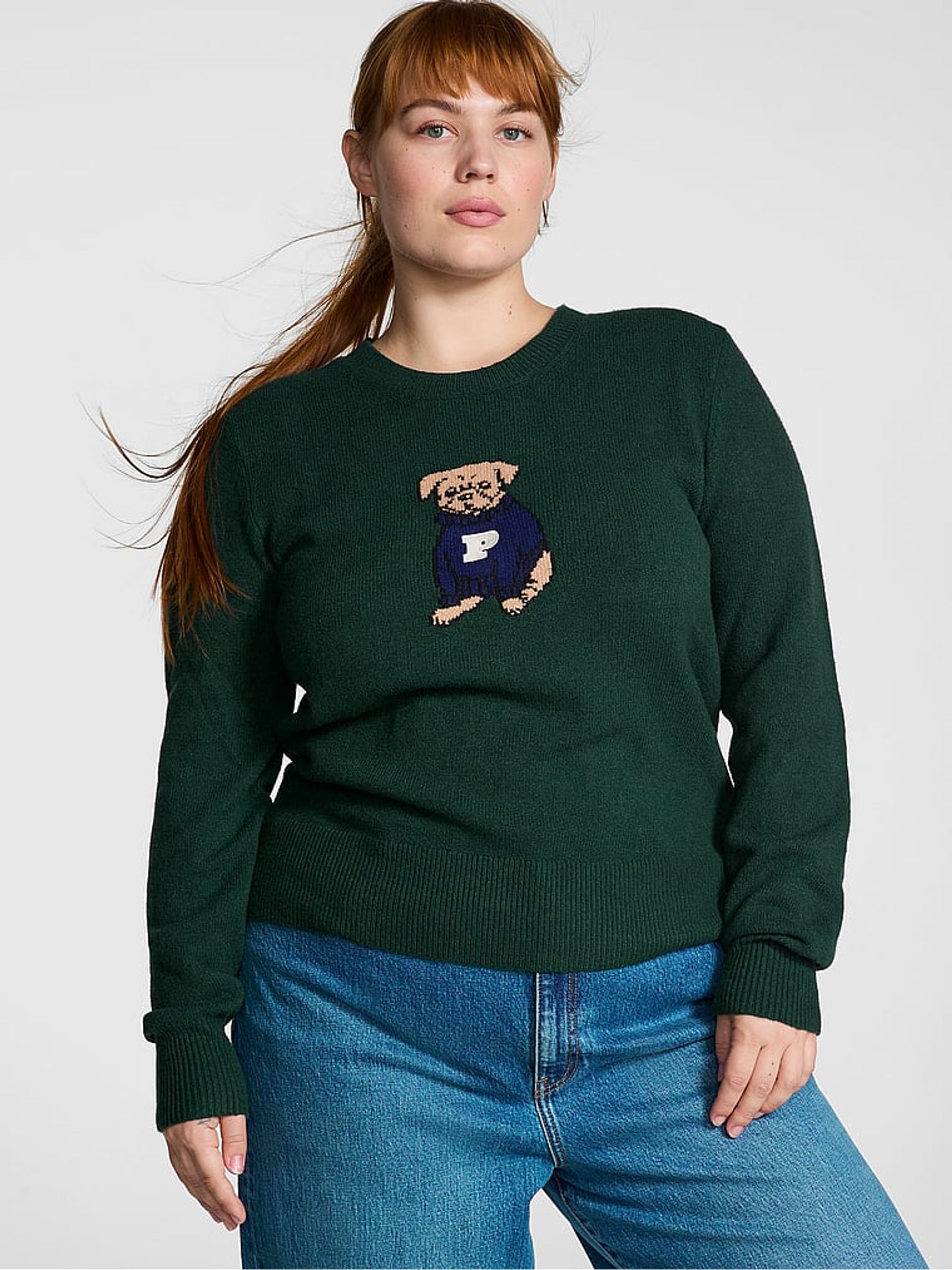 Deep Forest Green Dog Knitted Jumper